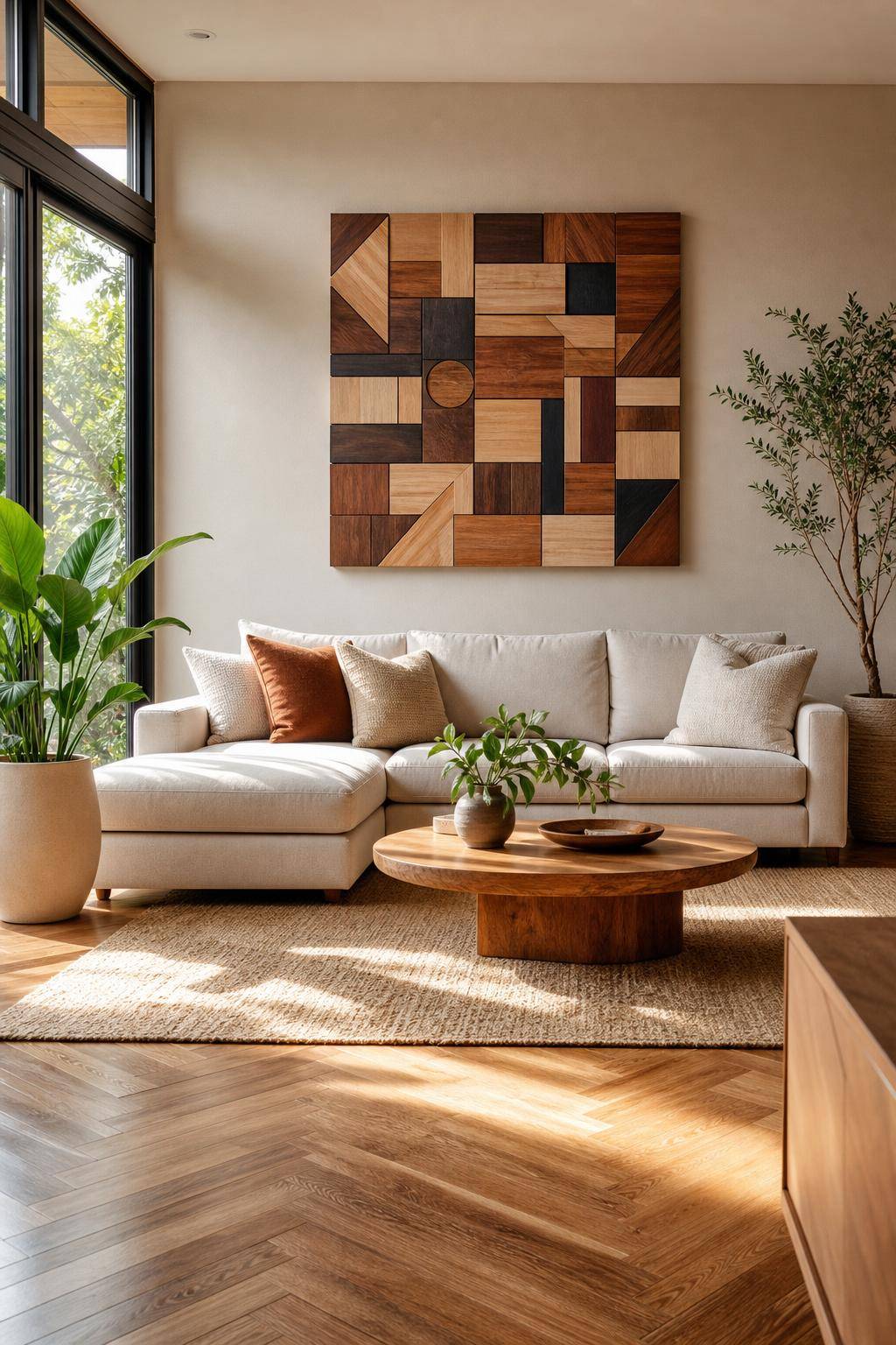 Dekoideen aus Holz- Mixe unterschiedliche Holzarten für ein Mosaik