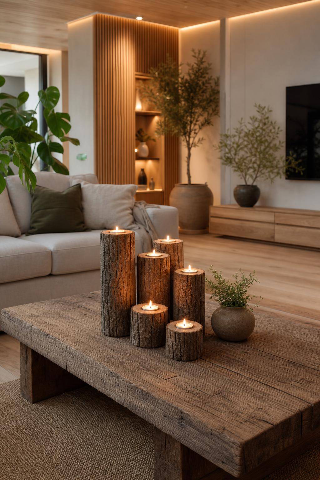 Dekoideen aus Holz- Verwandle Holzscheite in dekorative Kerzenhalter