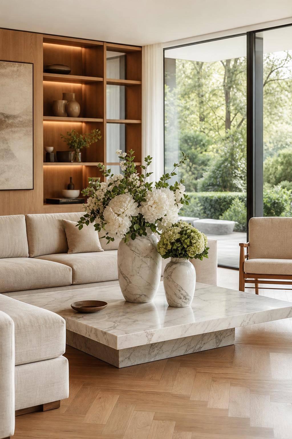 Einrichten mit Marmor- Integriere Marmorvasen für frische Blumenarrangements