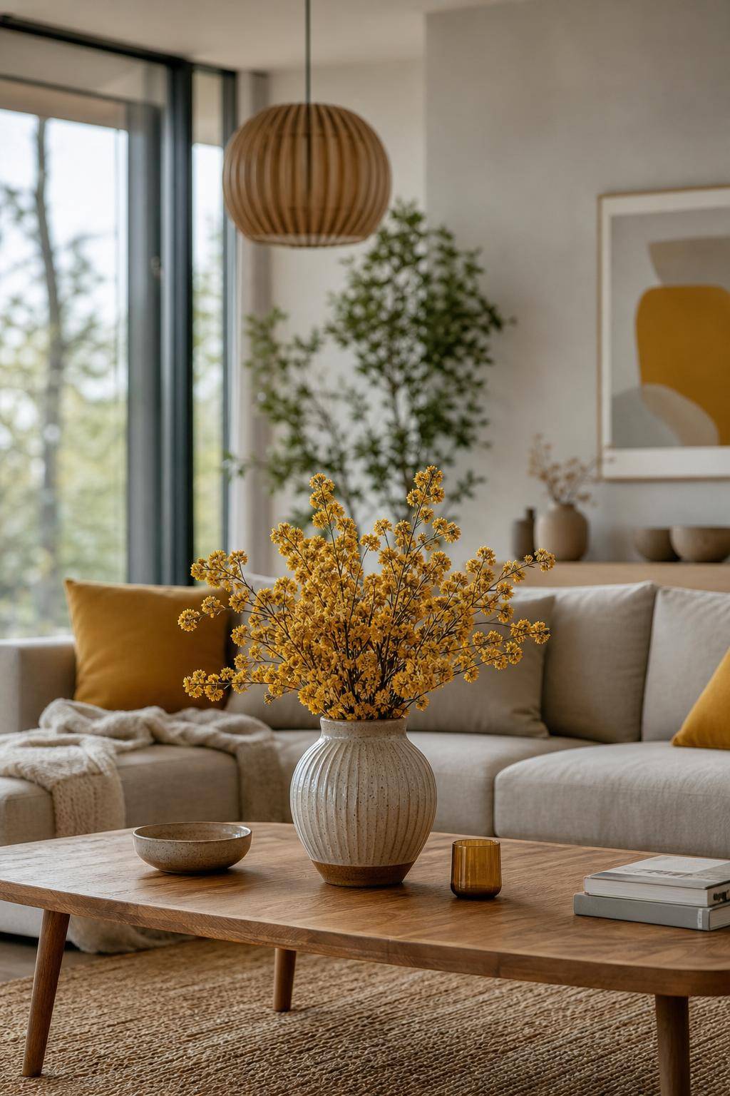 Einrichtung in Senfgelb- Arrangiere senfgelbe Blüten in deiner Vase