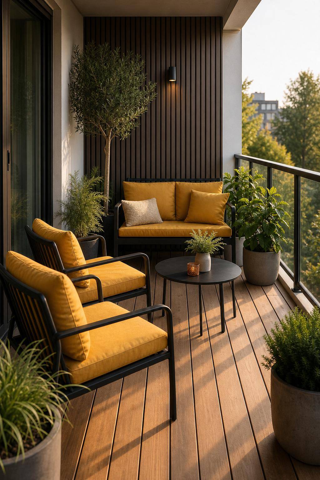 Einrichtung in Senfgelb- Gestalte deinen Balkon mit senfgelben Outdoor-Kissen