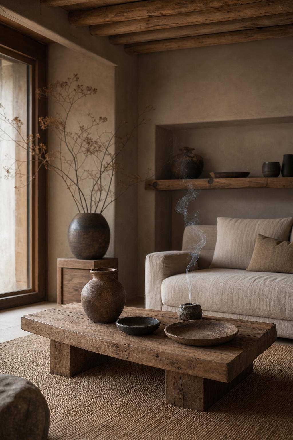 Einrichtungsstil: Wabi-Sabi- Füge natürliche Düfte wie Holz oder Erde hinzu