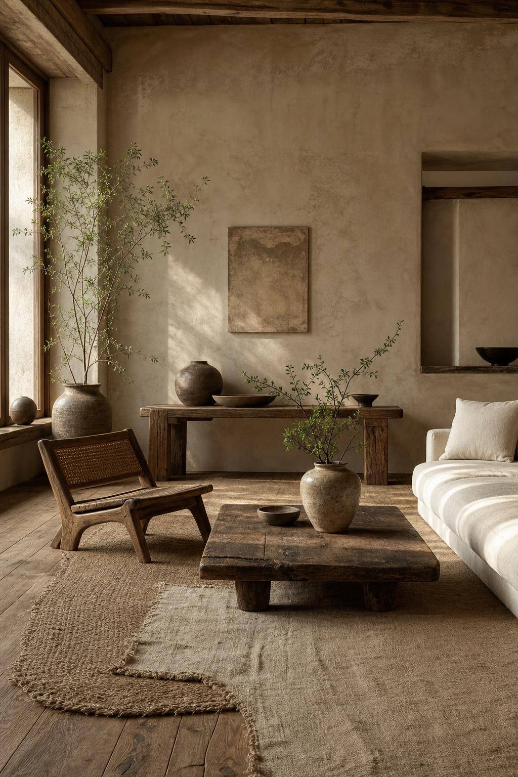 Einrichtungsstil: Wabi-Sabi- Leg kleine, asymmetrische Teppiche aus