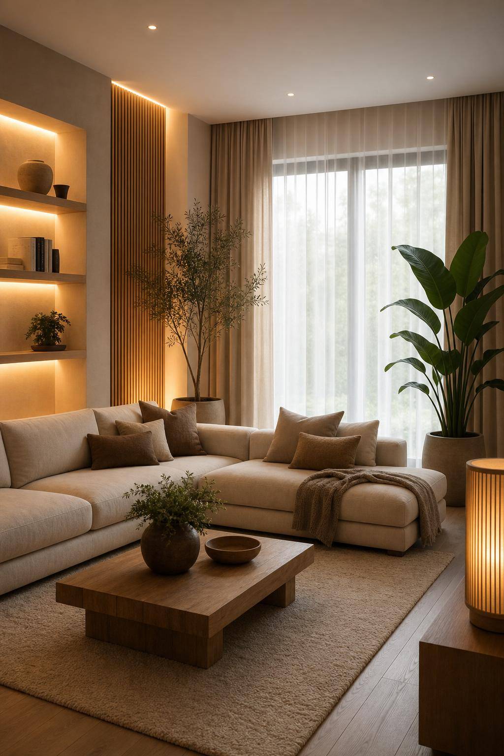 Feng-Shui im Wohnzimmer- Beleuchte dunkle Ecken sanft für Wärme