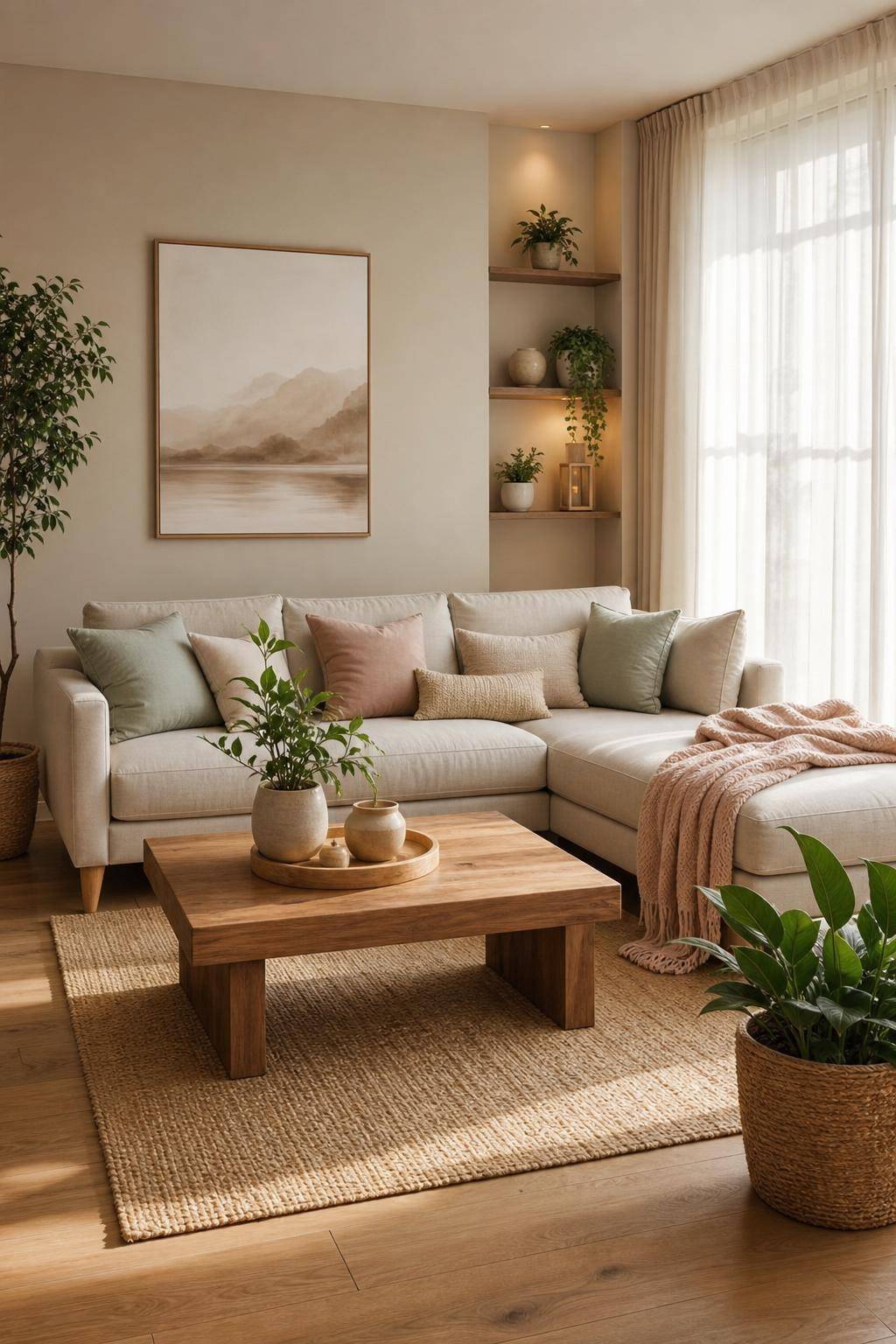 Feng-Shui im Wohnzimmer- Ergänze Textilien in angenehmen Pastellfarben