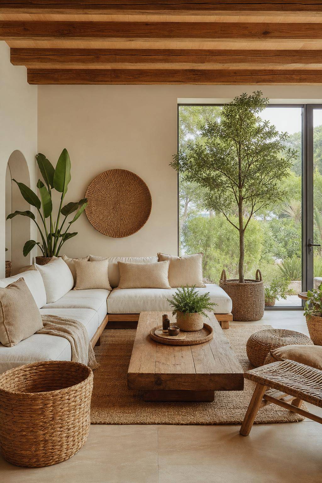 Feng-Shui im Wohnzimmer- Schmücke mit natürlichen Materialien wie Holz