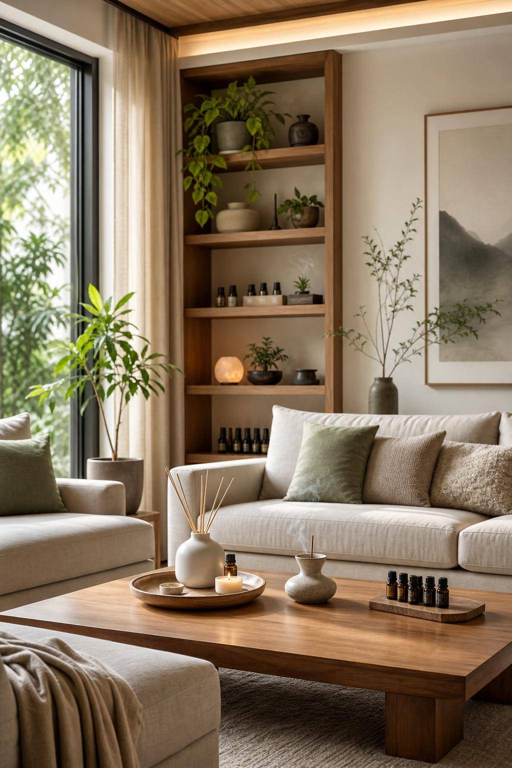Feng-Shui im Wohnzimmer- Verteile Duftelemente wie ätherische Öle dezent