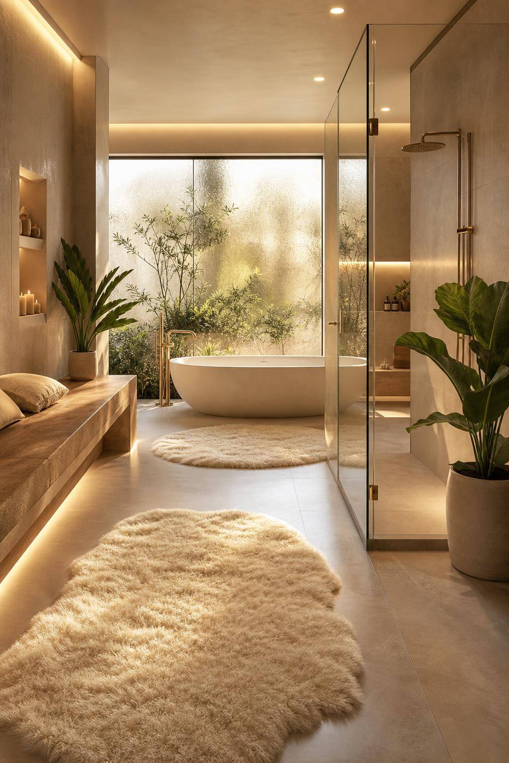 Home Spa gestalten- Lege flauschige Teppiche zum Barfußlaufen aus