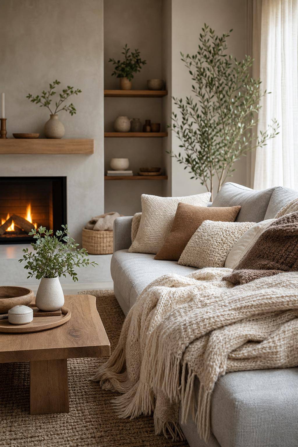 Hygge: Einrichtungsstil-Wähle kuschelige Wollplaids in Naturtönen
