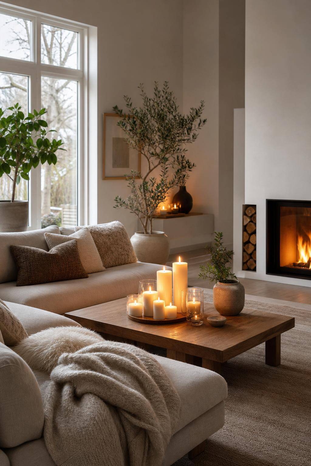 Hygge: Einrichtungsstil- Stelle Kerzen in Gruppen auf