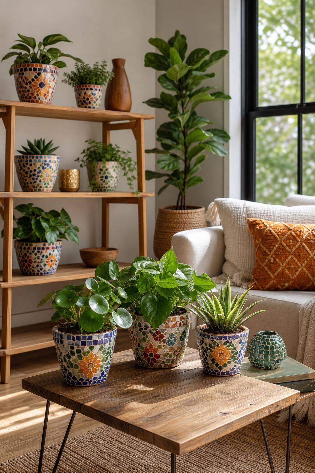 Ideen: Blumentopf-Upcycling- Beklebe Blumentöpfe mit Mosaiksteinen