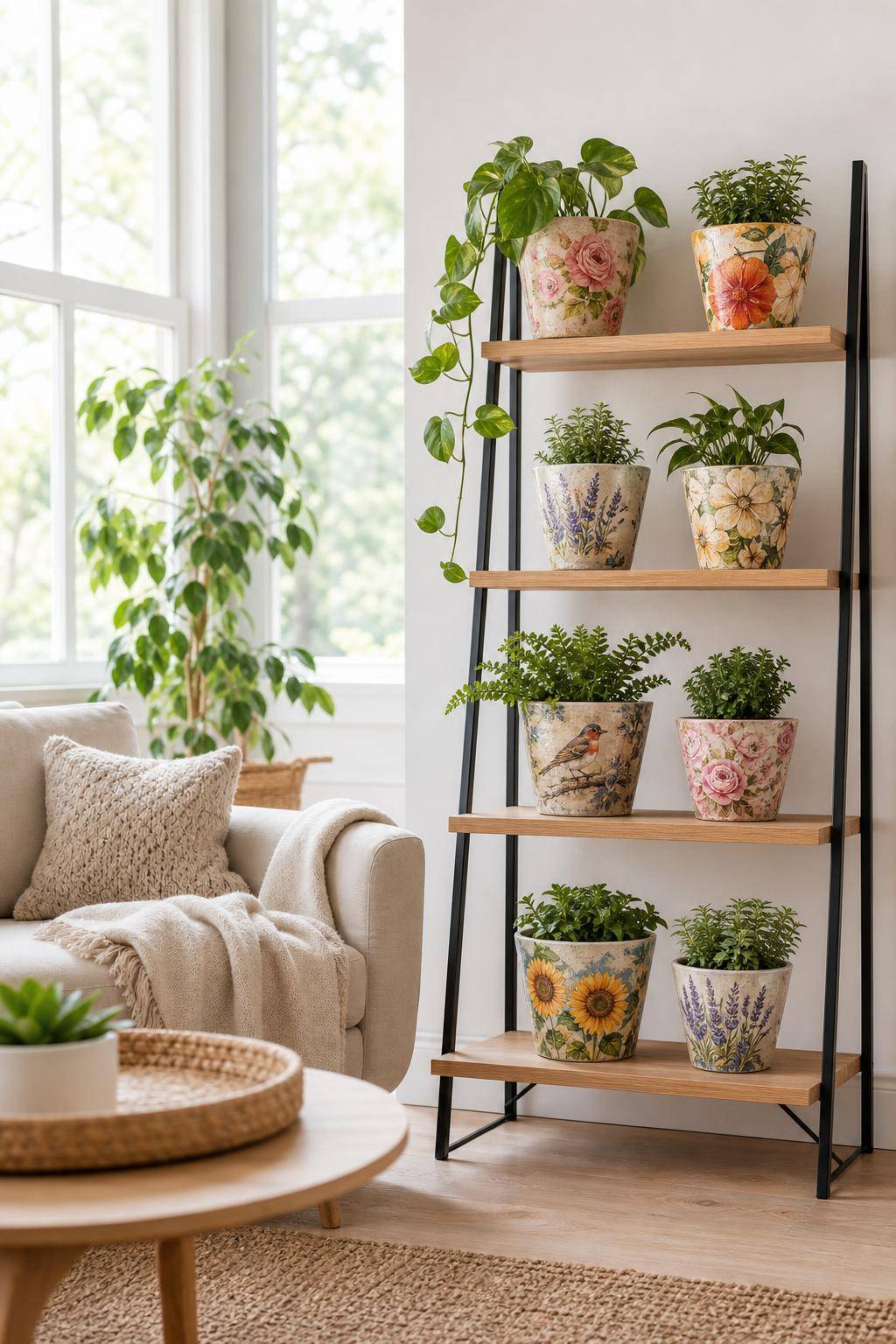 Ideen: Blumentopf-Upcycling- Beklebe Töpfe mit Serviettentechnik-Motiven