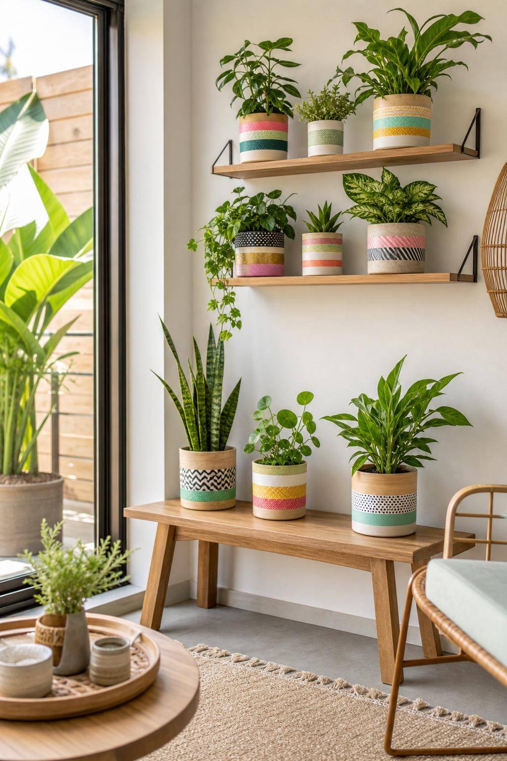 Ideen: Blumentopf-Upcycling- Beklebe Töpfe mit buntem Washi-Tape