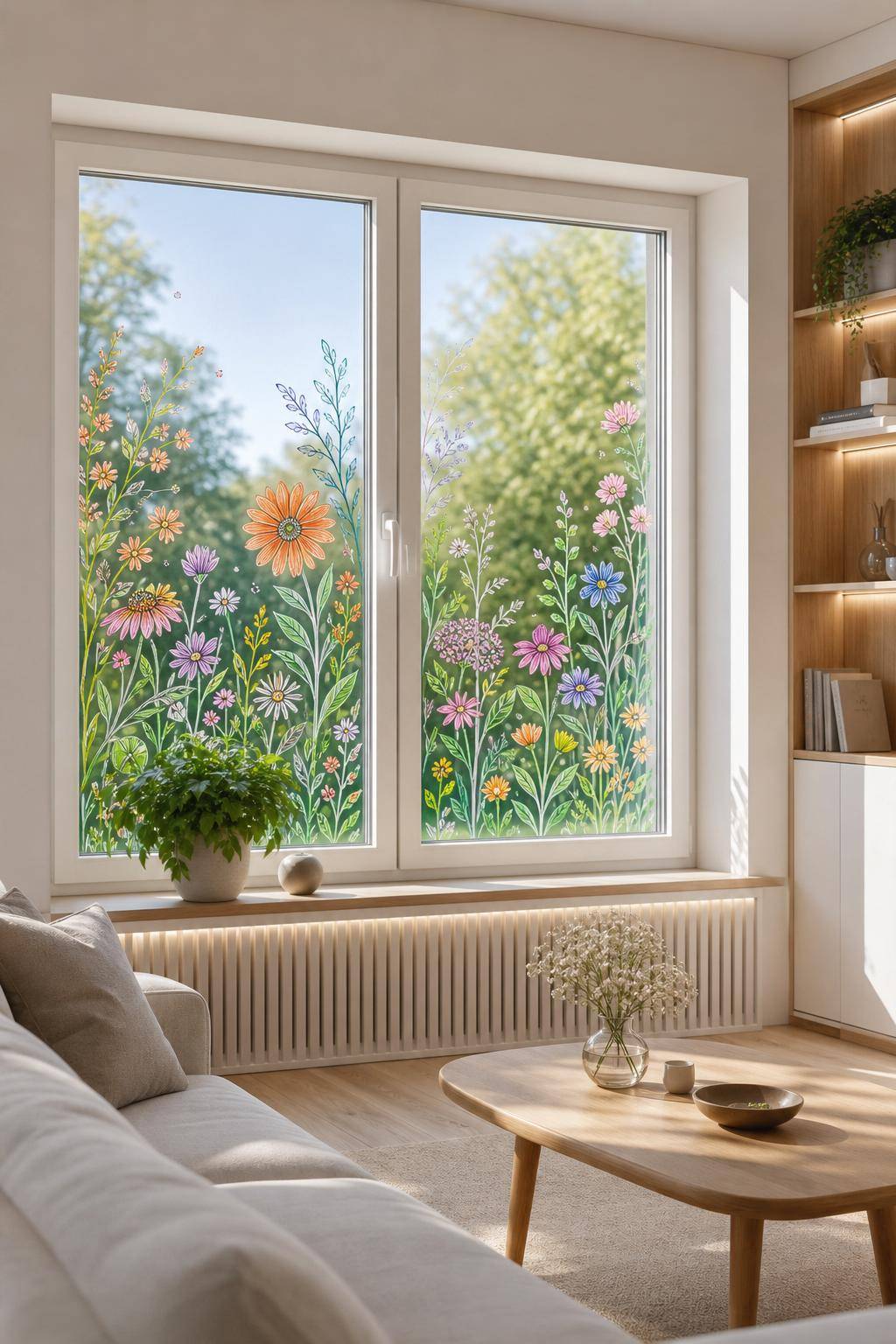 Ideen für Fenster-Deko- Male das Fenster mit Kreidestiften kunstvoll an
