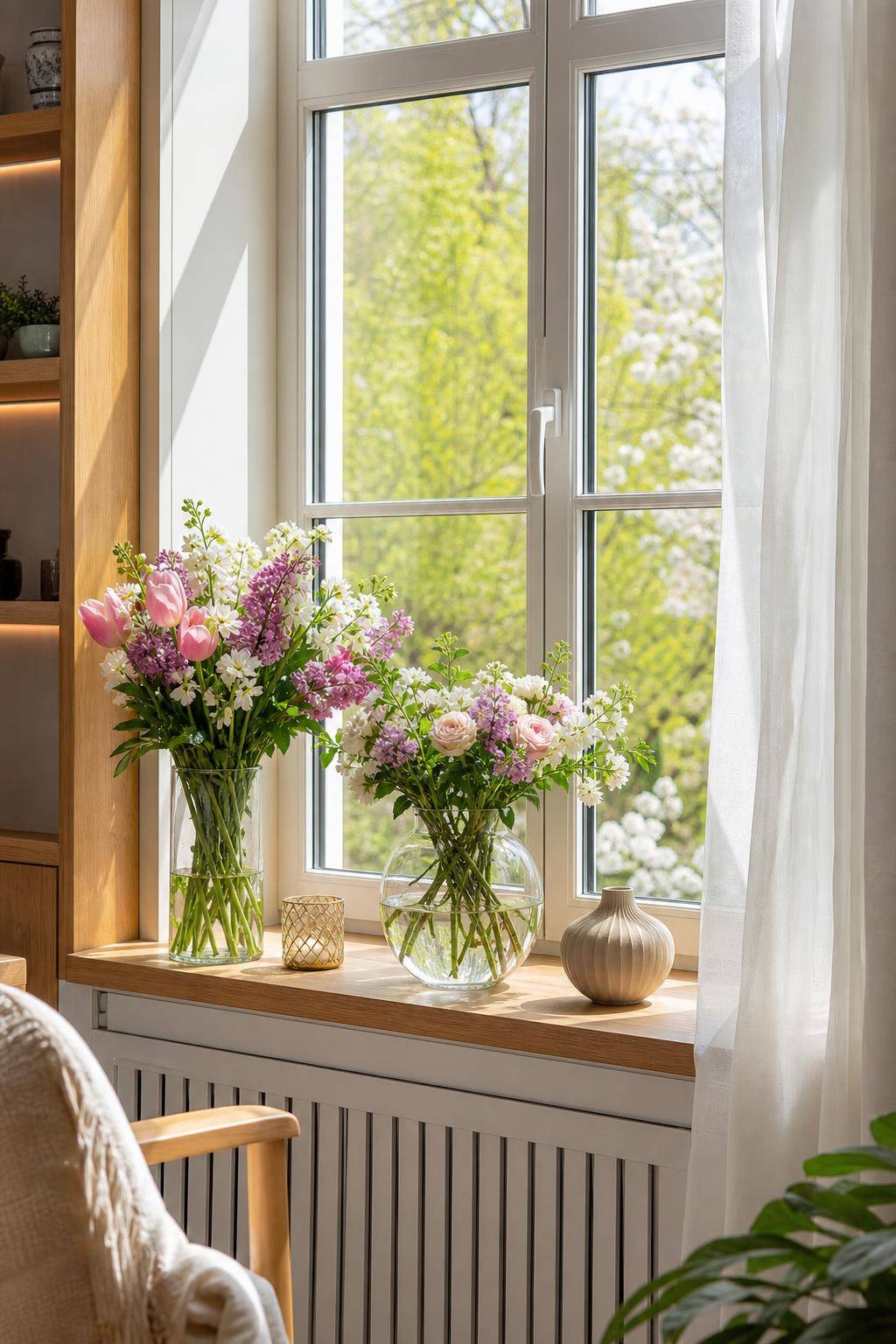 Ideen für Fenster-Deko- Schmücke das Fenster mit saisonalen Blumensträußen