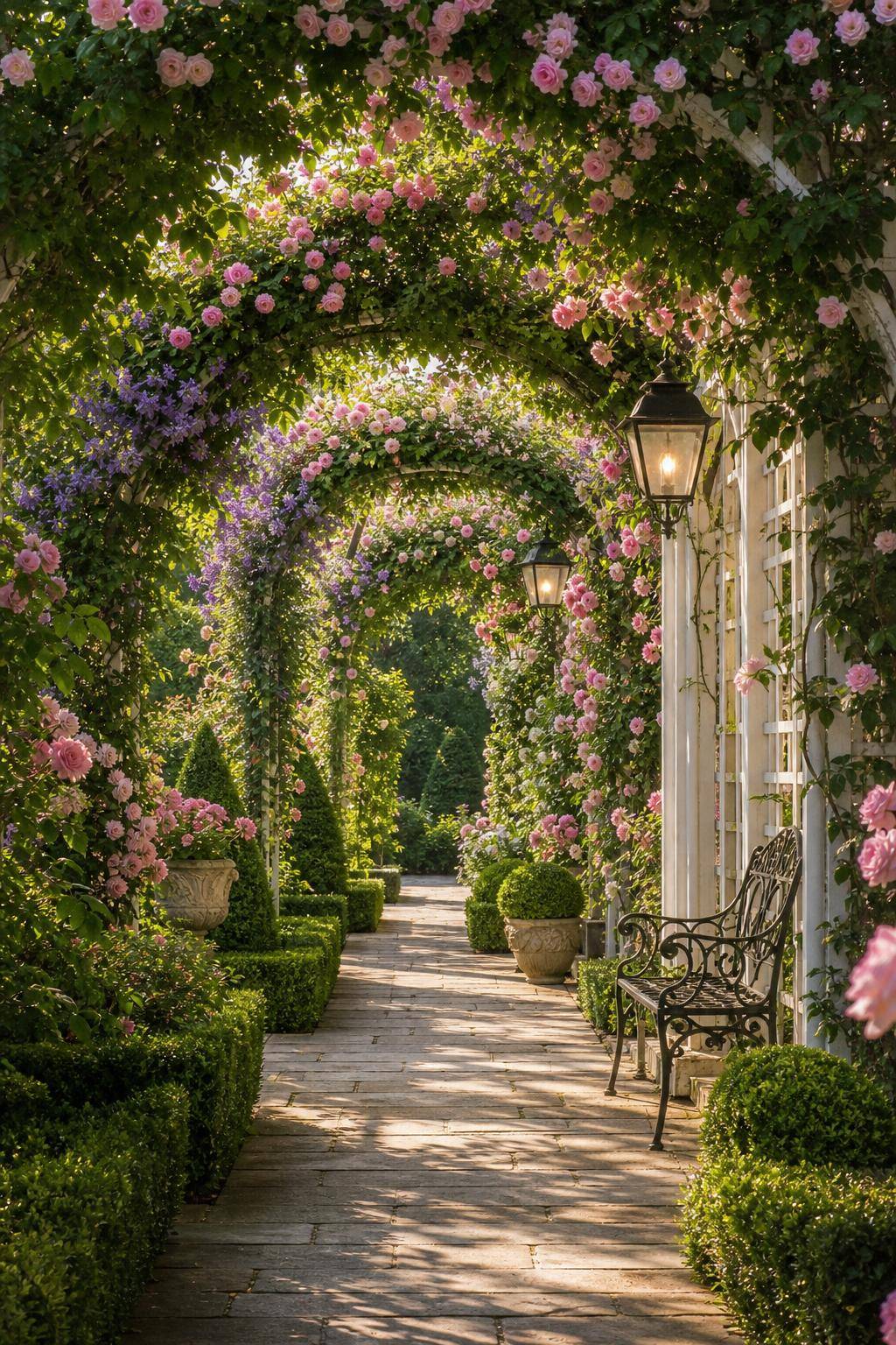 Ideen für Französischen Garten- Ergänze romantische Laubengänge