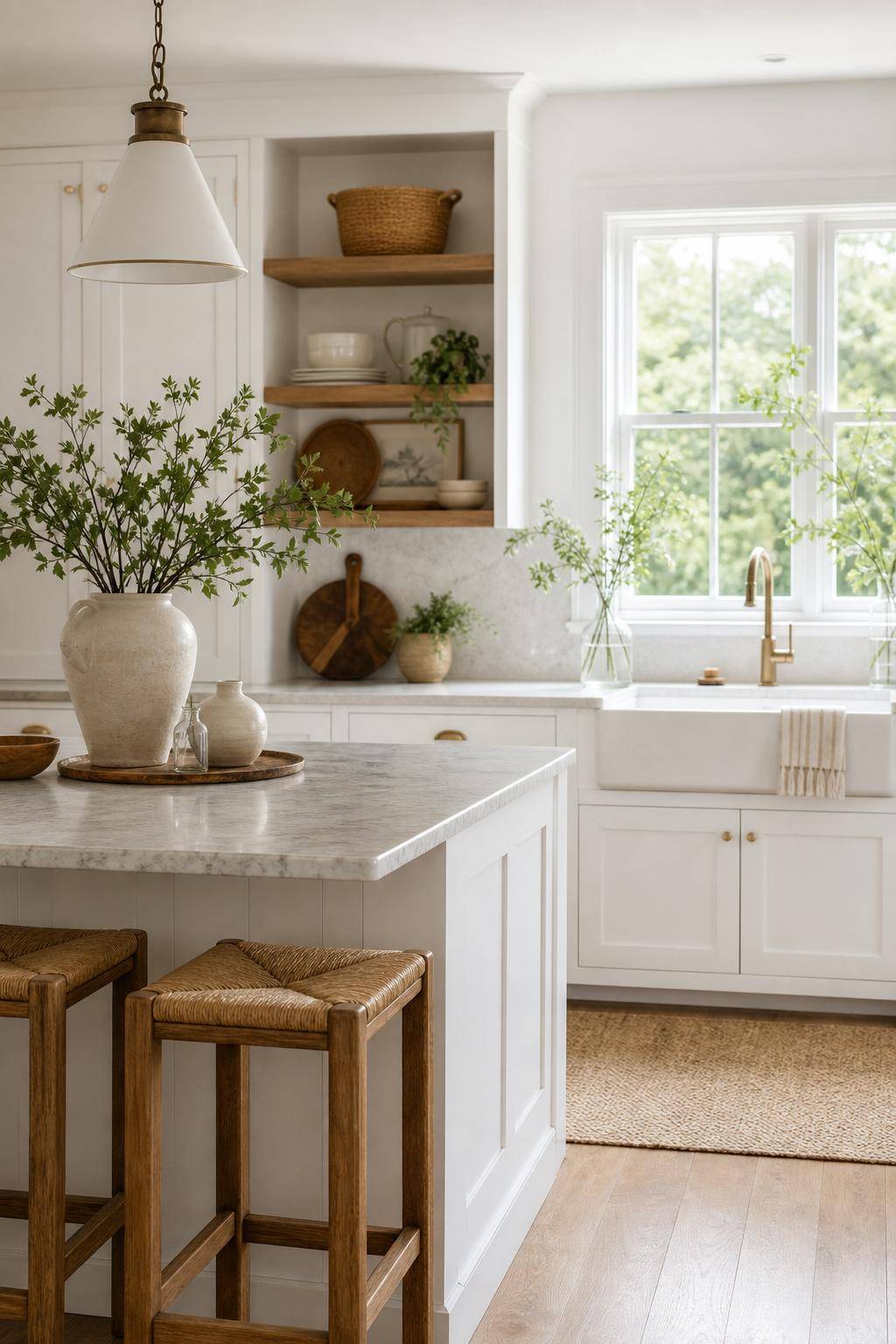 Inspiration: Küchen in Weiß- Dekoriere mit Naturmaterialien für einen organischen Stil