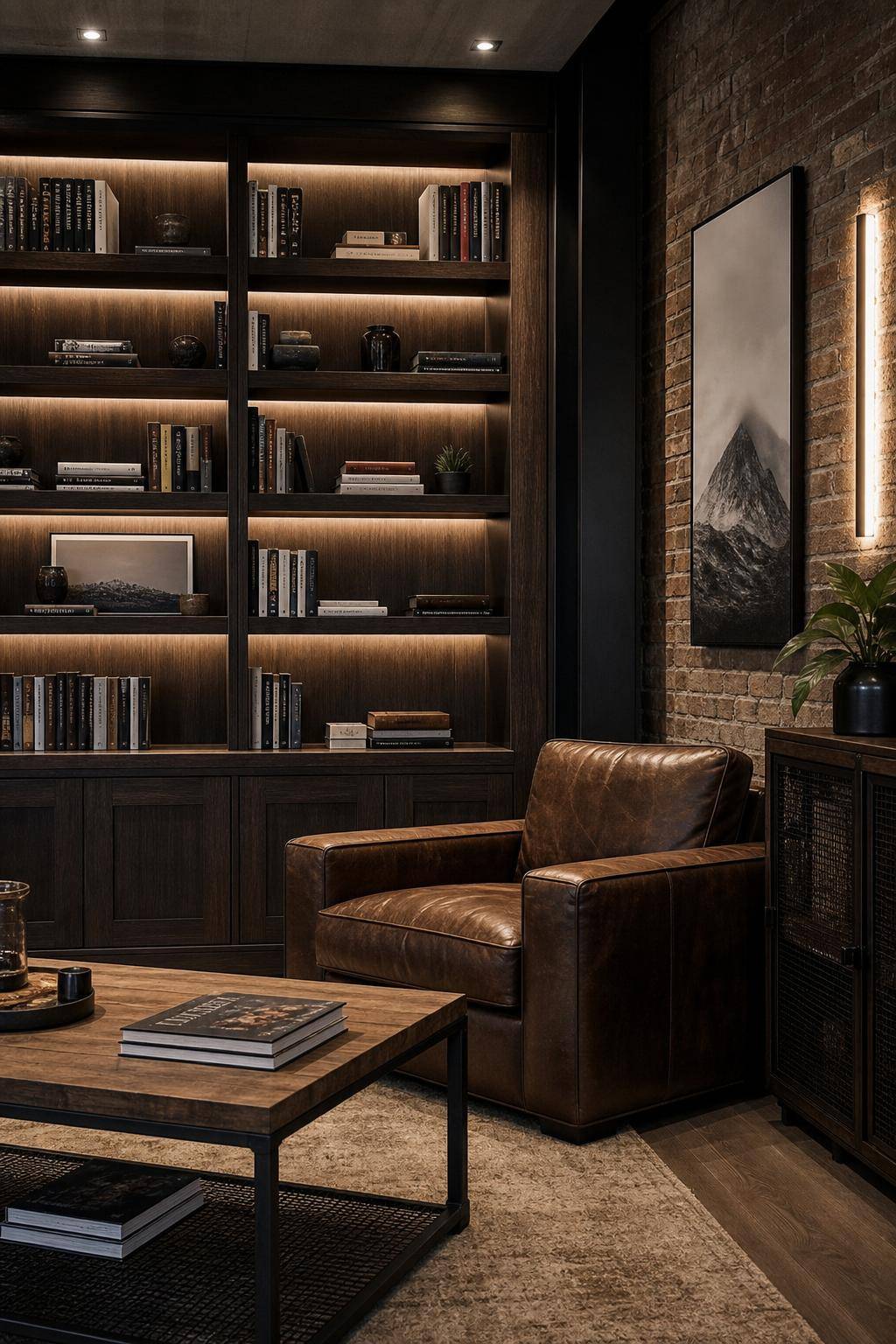 Inspiration: Männerzimmer einrichten- Ordne Bücher und Magazine dekorativ an