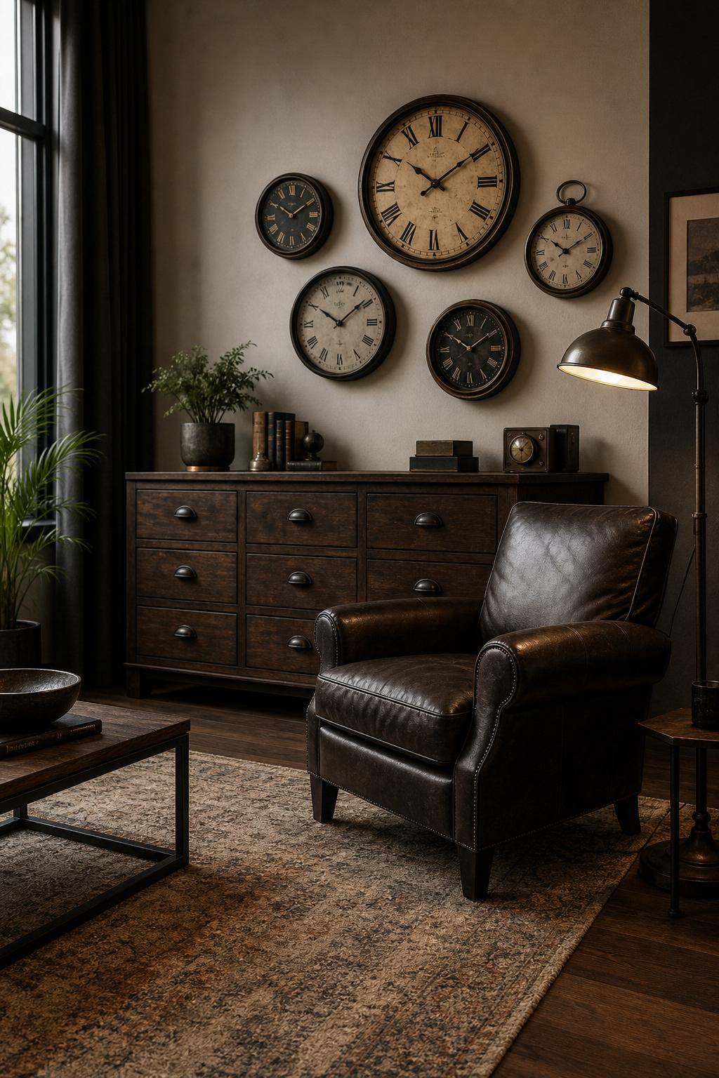 Inspiration: Männerzimmer einrichten- Verwende Vintage-Uhren für retroes Flair