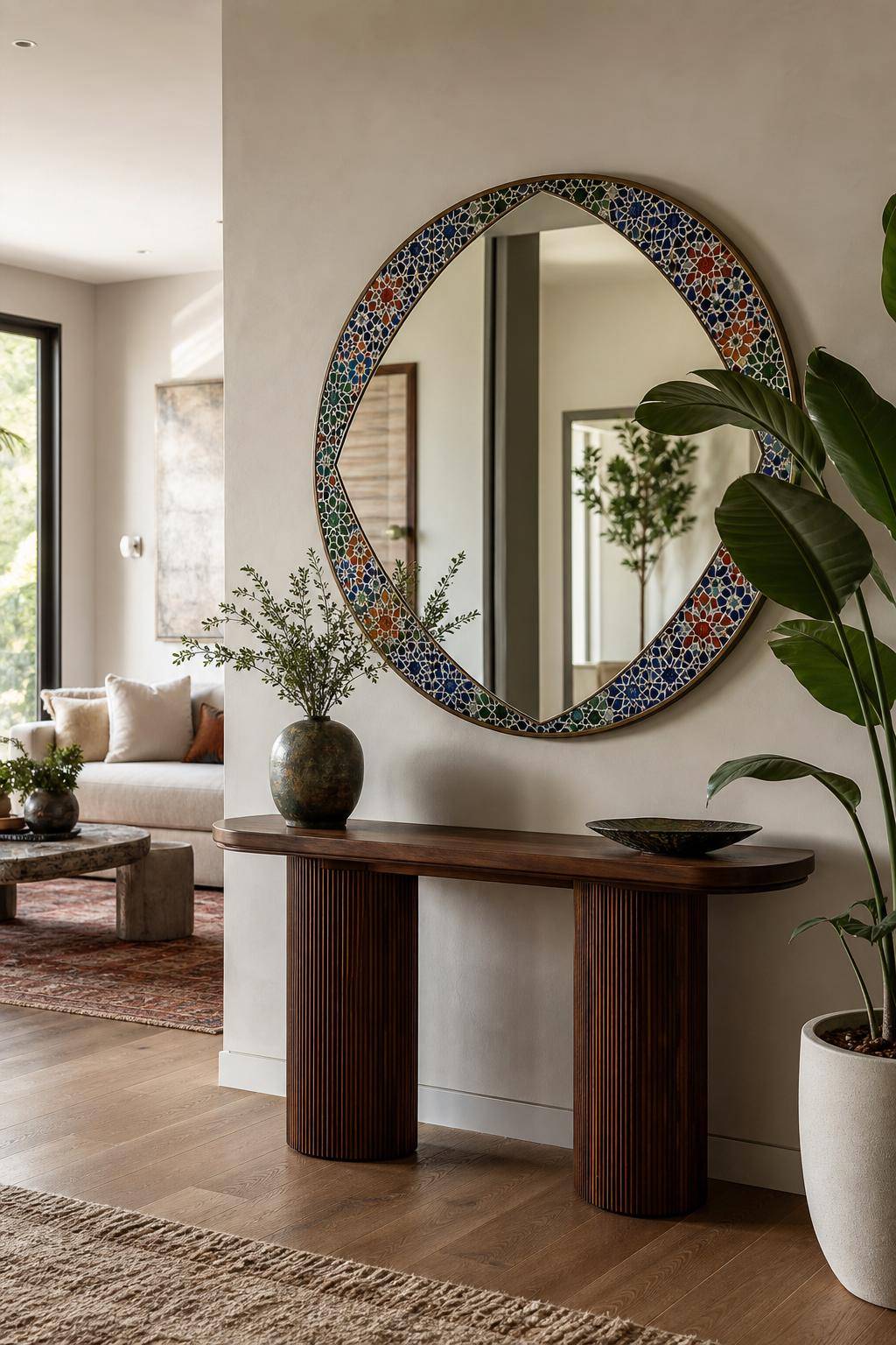 Inspiration: Spiegel dekorieren- Beklebe Ecken mit bunten Mosaiksteinen