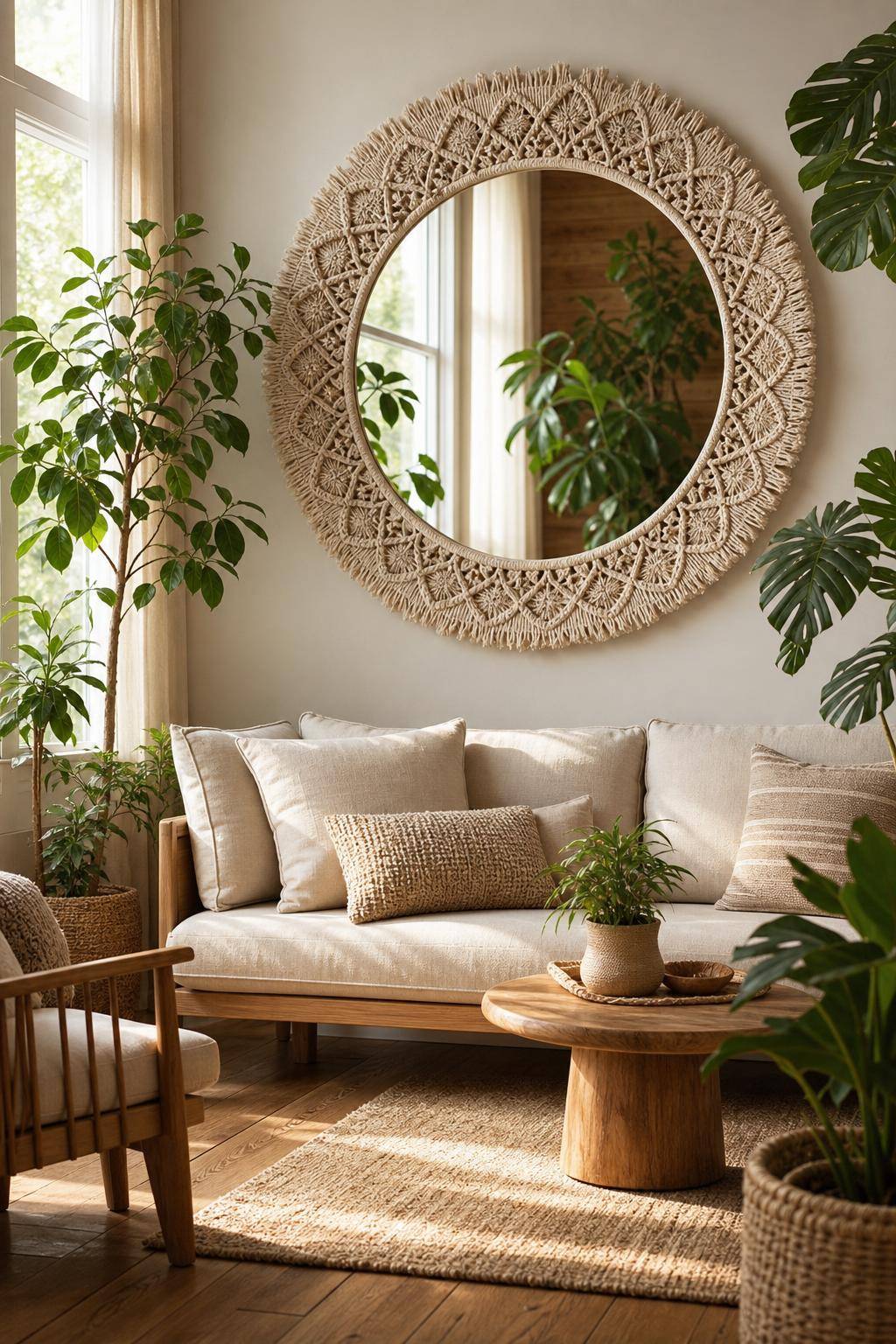Inspiration: Spiegel dekorieren- Umarme den Spiegel mit DIY-Makramee