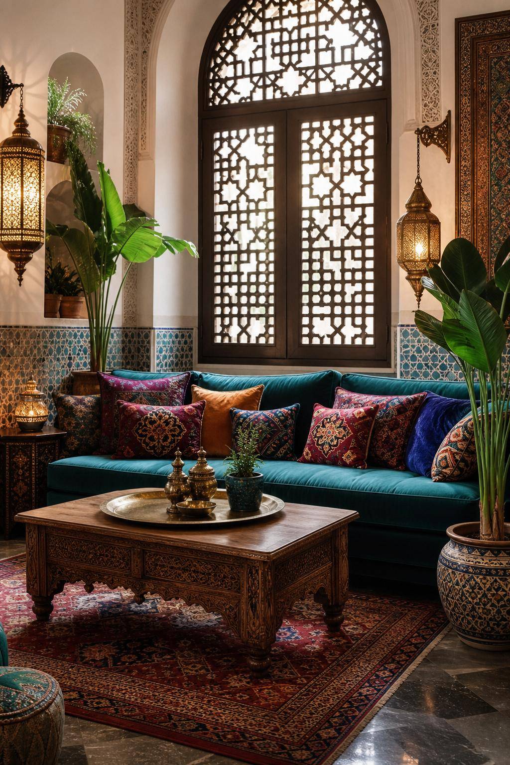 Orientalischer Einrichtungsstil-Integriere bunte Seidenkissen auf deinem Sofa