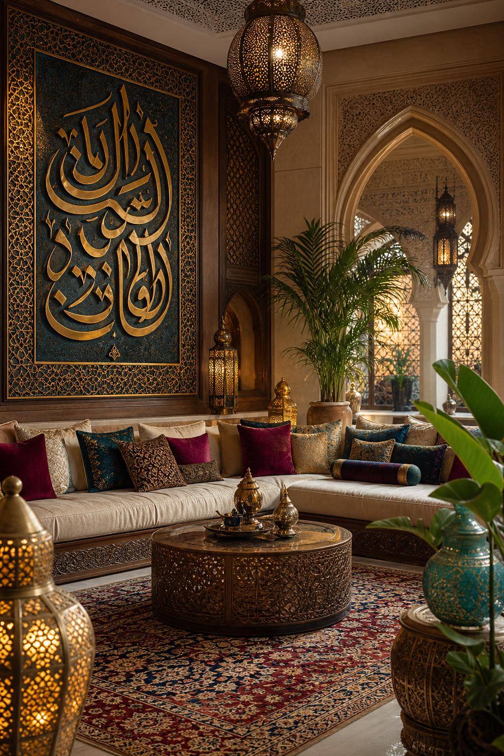 Orientalischer Einrichtungsstil- Dekoriere Wände mit kalligrafischen Kunstwerken