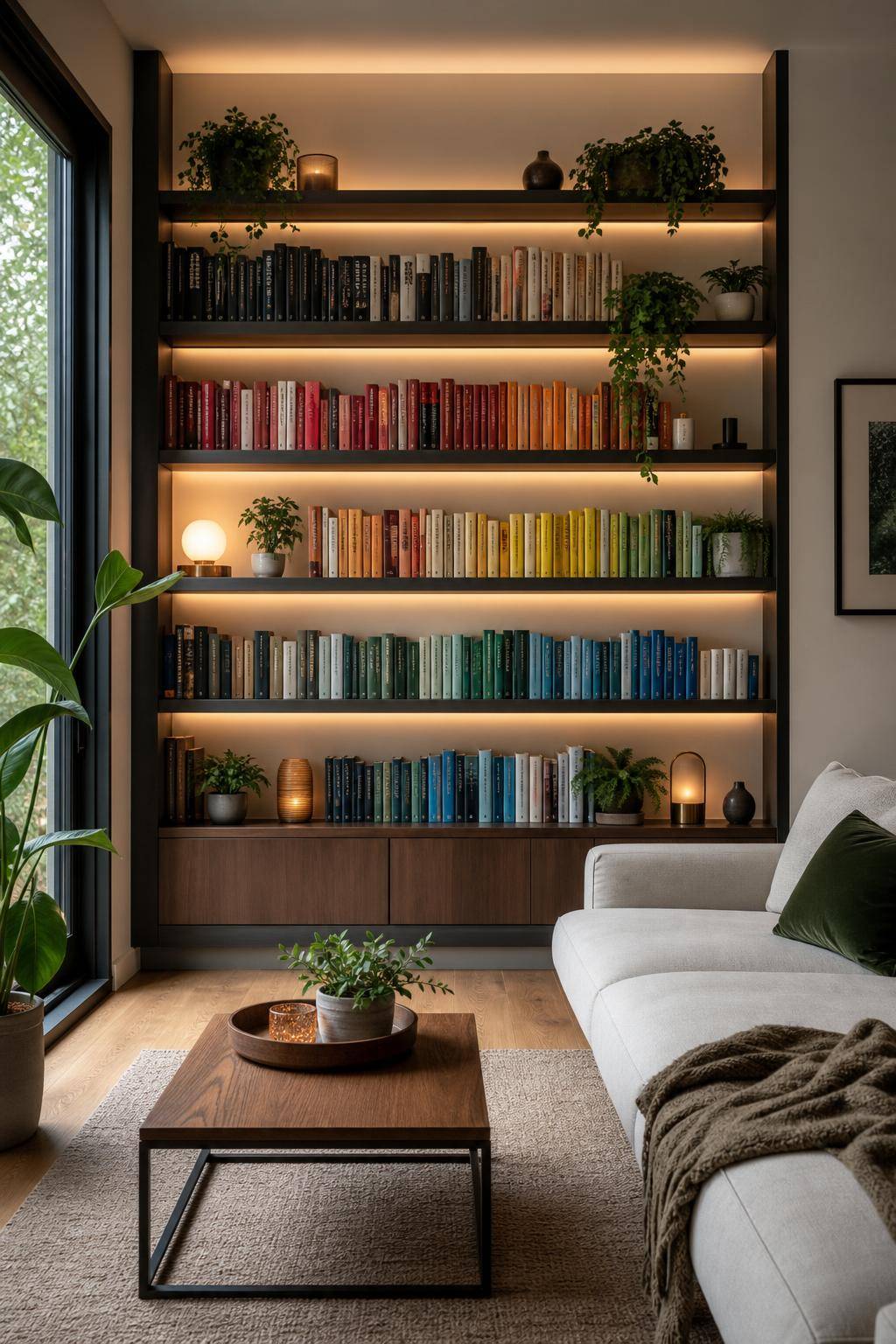 Regal gestalten: Inspiration- Arrangiere Bücher nach Farben für Harmonie