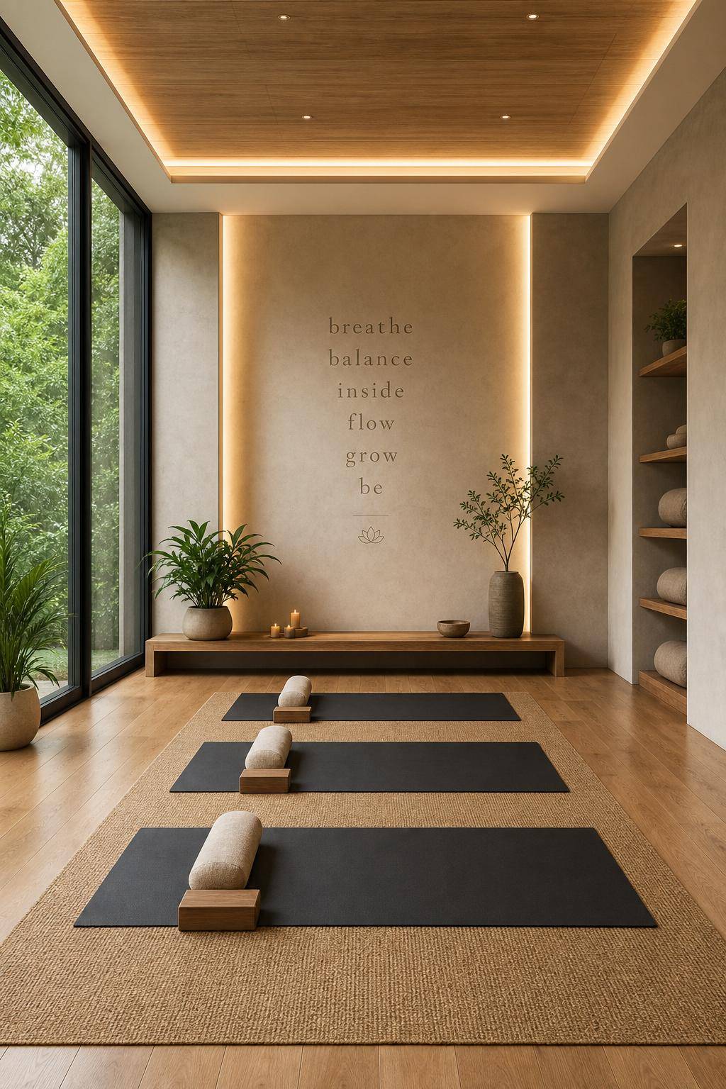 Yoga-Raum einrichten: Inspiration- Dekoriere mit inspirierenden Mantras an den Wänden