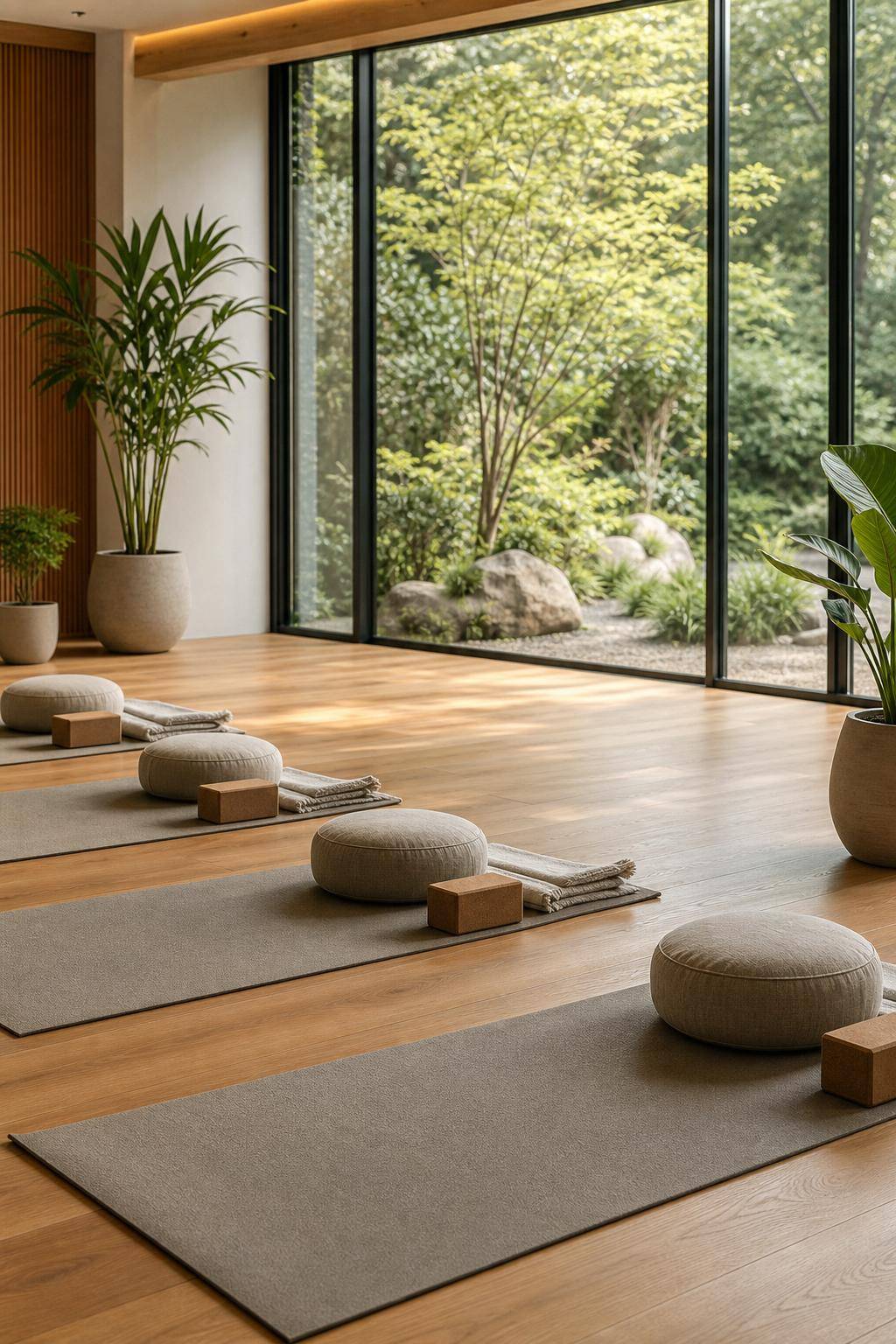 Yoga-Raum einrichten: Inspiration- Genieße Aussicht nach draußen mit großen Fenstern