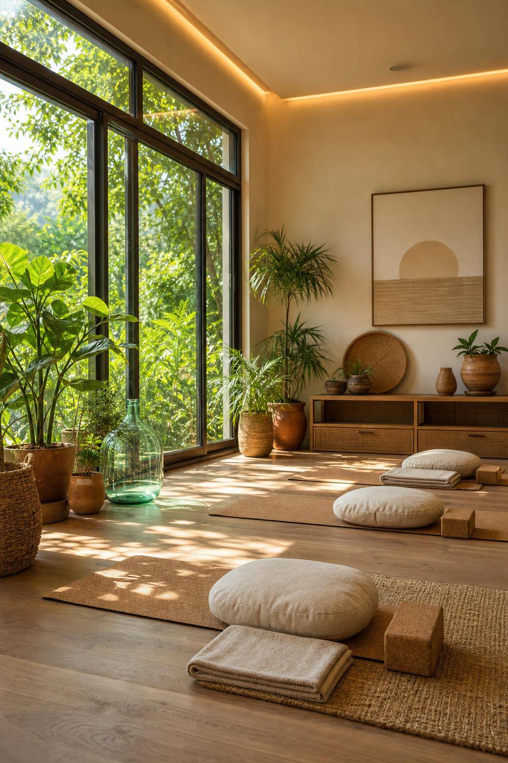 Yoga-Raum einrichten: Inspiration- Nutze nachhaltige Materialien für Möbel und Deko