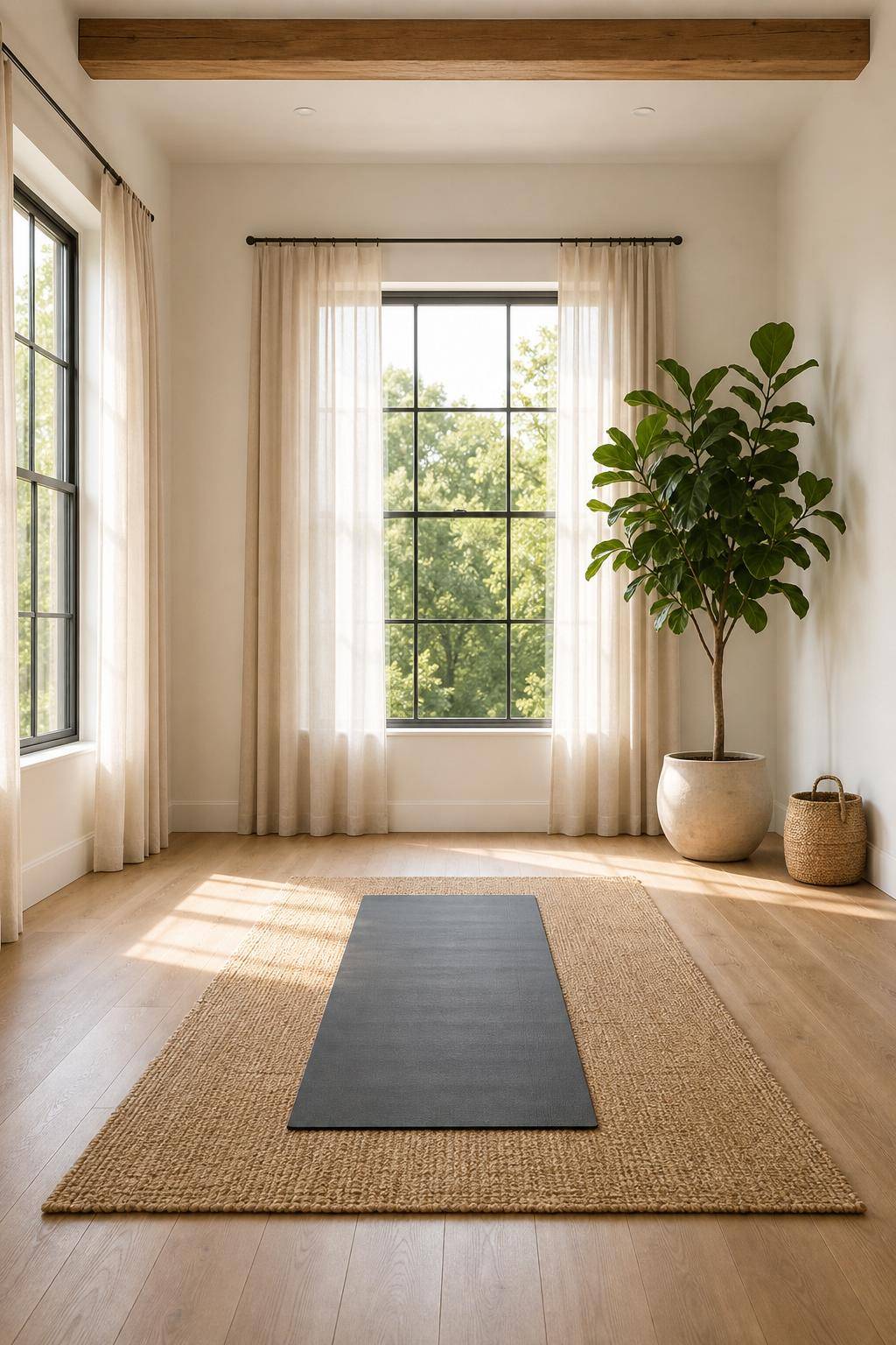 Yoga-Raum einrichten: Inspiration- Sorge für ausreichend freie Bewegungsfläche