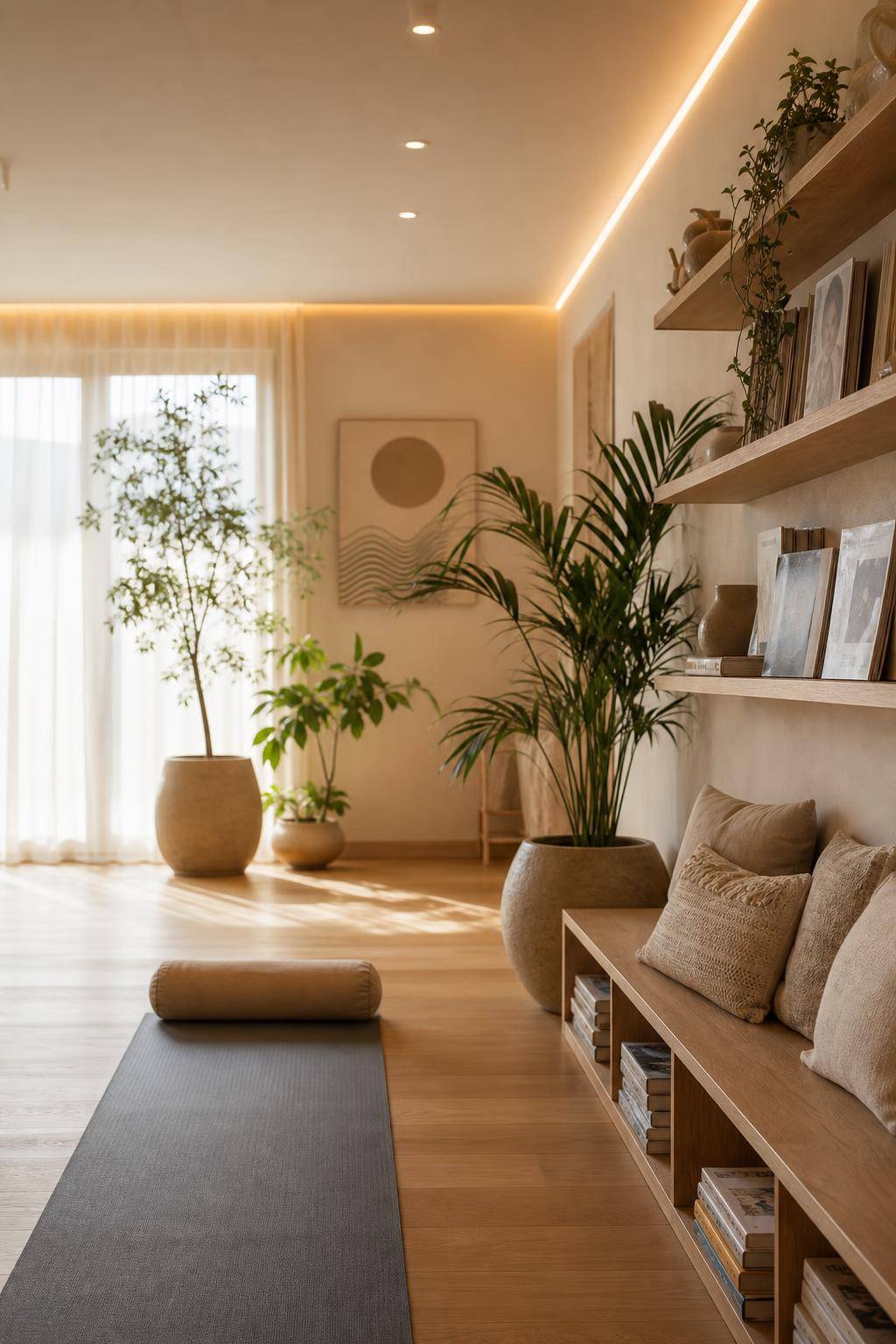 Yoga-Raum einrichten: Inspiration- Verteile inspirierende Bücher oder Zeitschriften griffbereit
