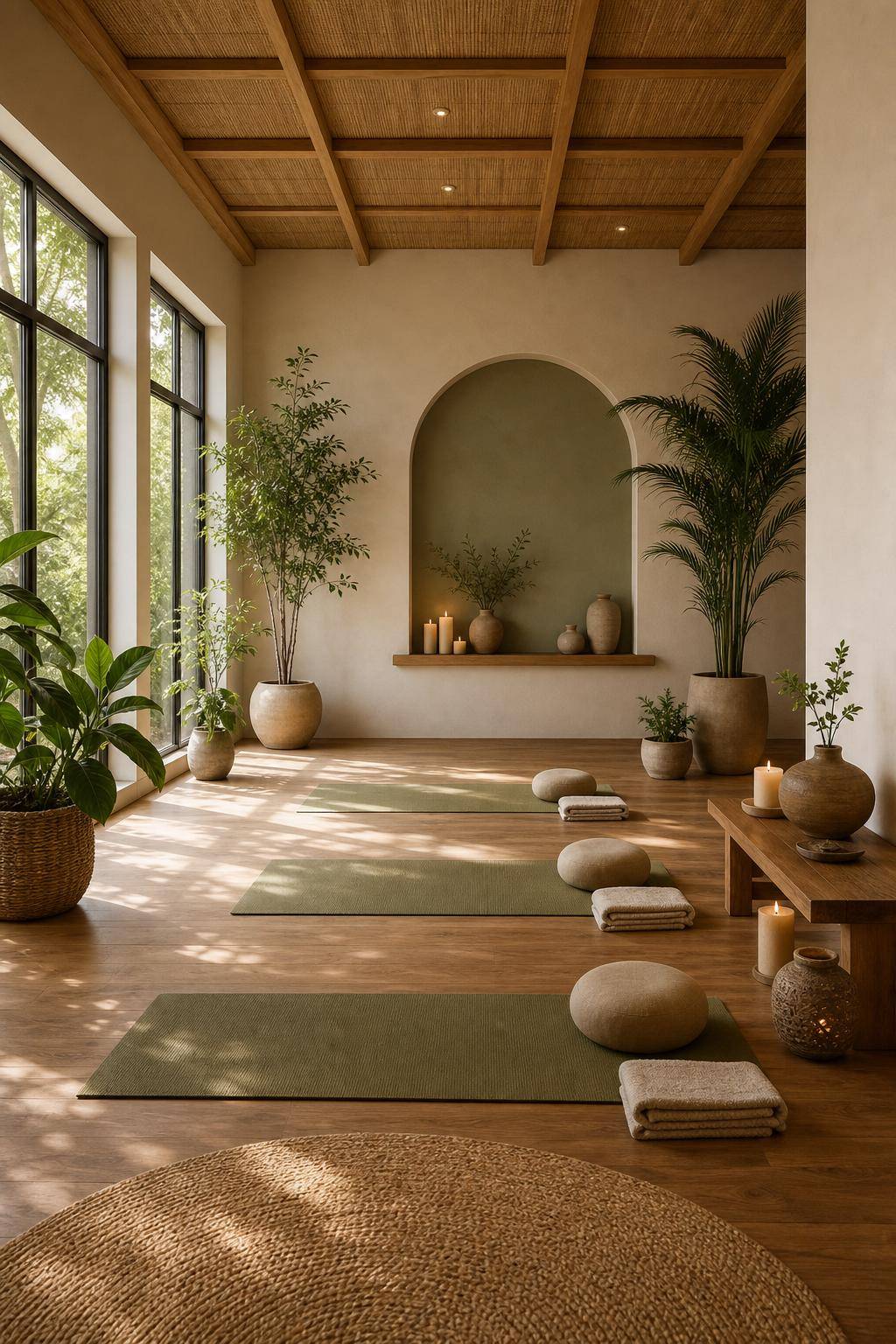 Yoga-Raum einrichten: Inspiration- Wähle warme Erd- und Pastelltöne aus