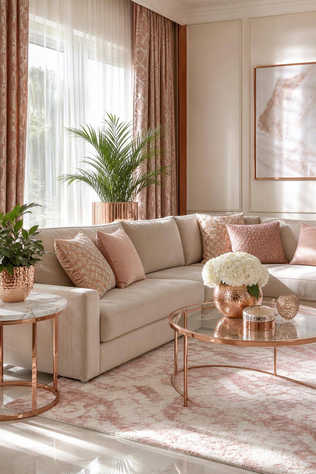 Dekoideen in Roségold- Belebe Wohntextilien mit roségoldenen Mustern