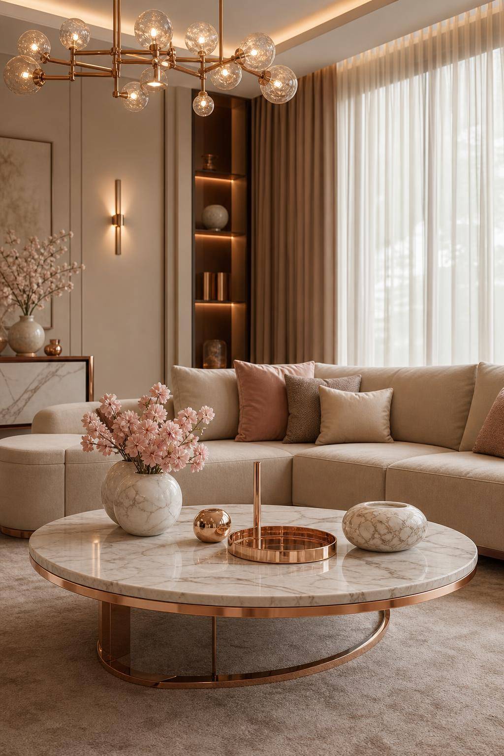 Dekoideen in Roségold- Kombiniere Roségold mit Marmor-Accessoires