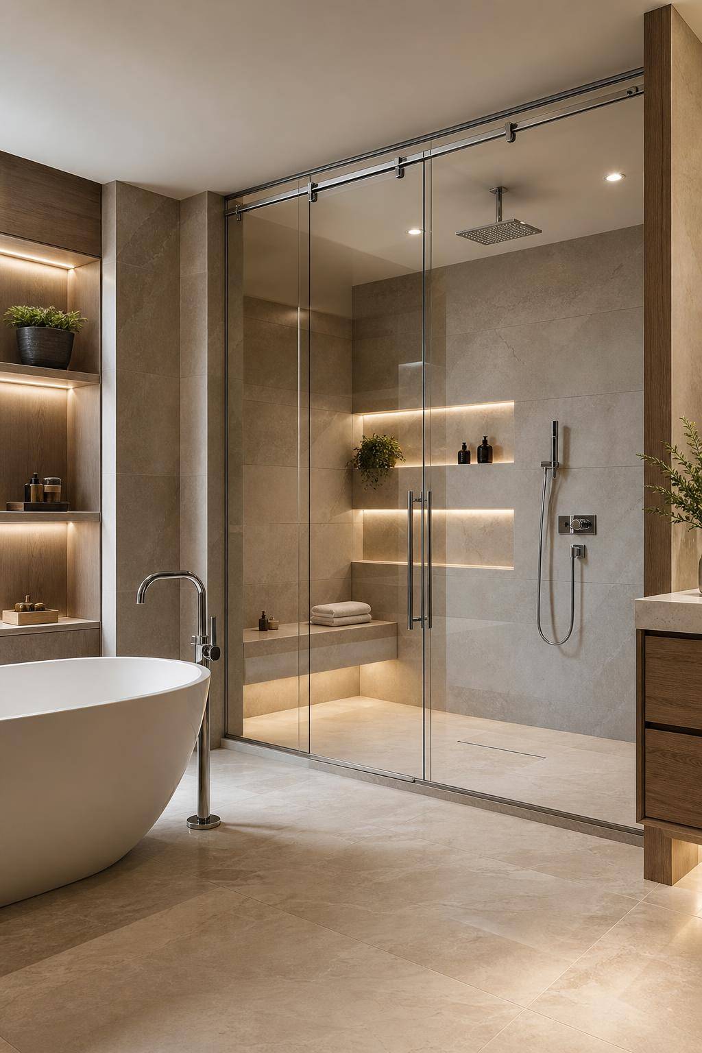 Designer-Badezimmer einrichten- Füge innovative Glaslösungen bei Duschbereichen hinzu