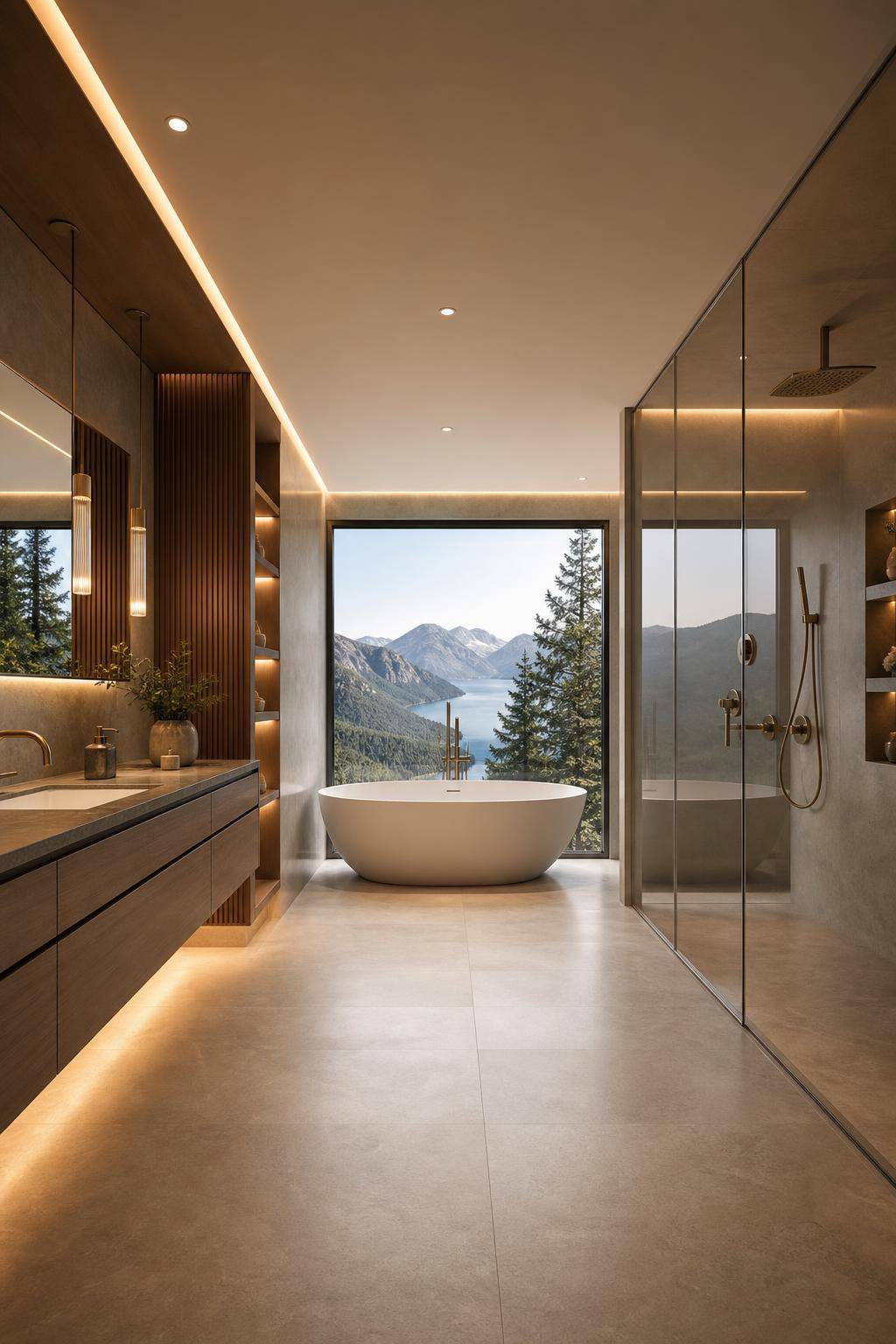 Designer-Badezimmer einrichten- Genieße einen freistehenden Design-Badewannenblick