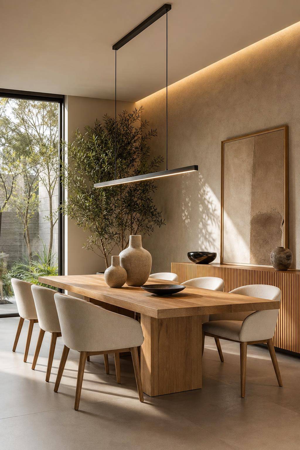 Designer-Esszimmer einrichten- Bringe skulpturale Vasen zur Geltung