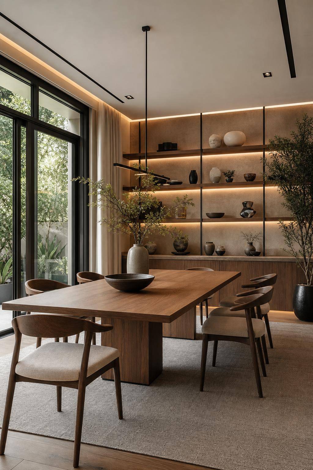 Designer-Esszimmer einrichten- Setze auf offene Regale für Designobjekte