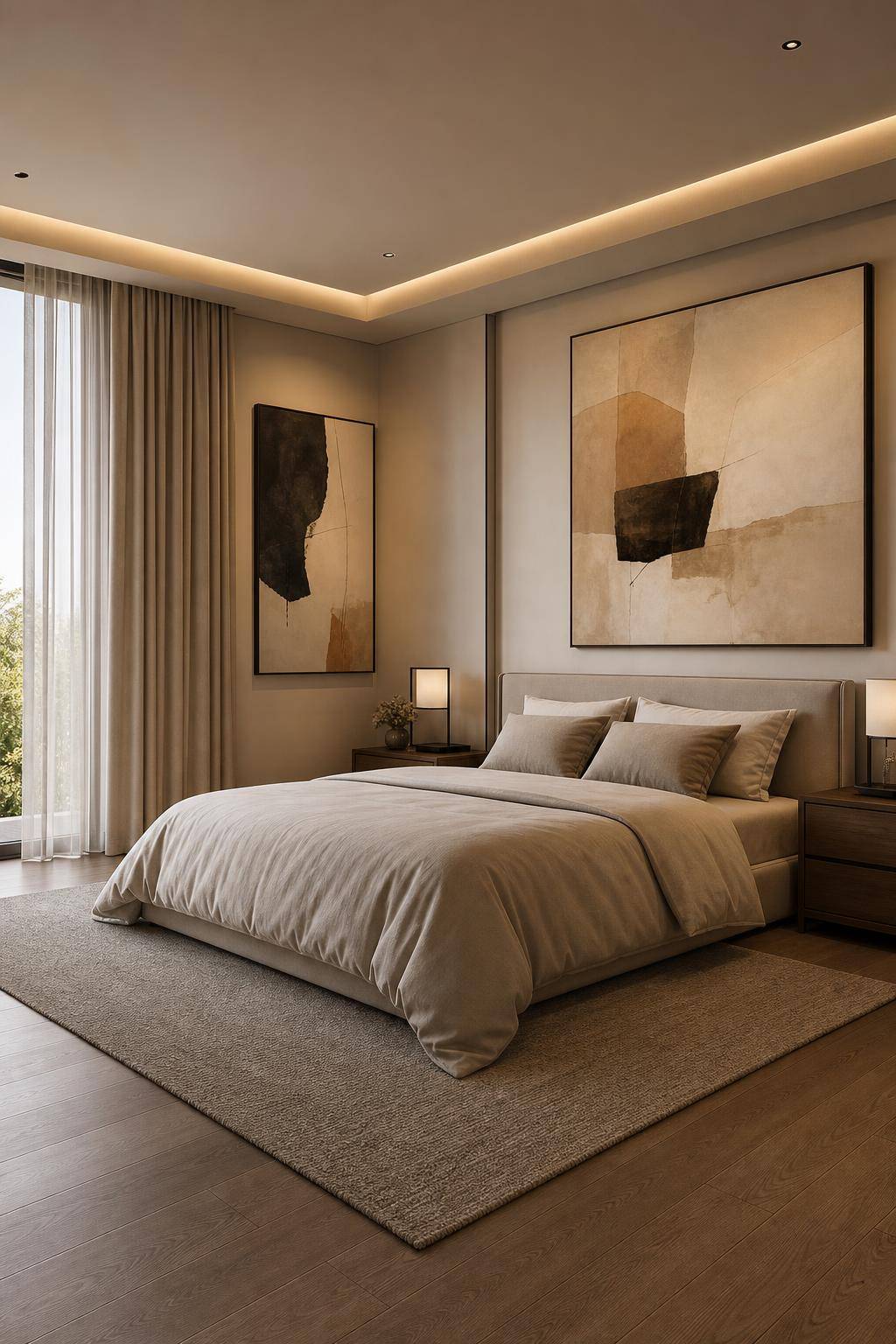 Designer-Schlafzimmer einrichten- Schmücke die Wände mit großformatigen Prints