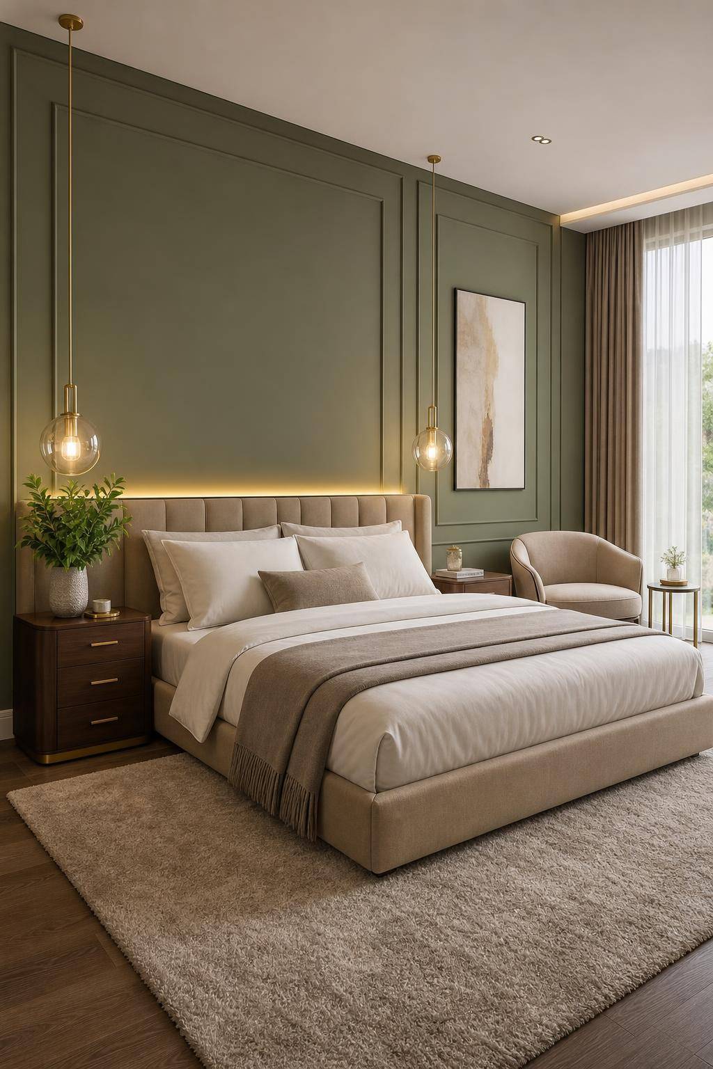 Designer-Schlafzimmer einrichten- Streiche eine Wand in Trendfarben
