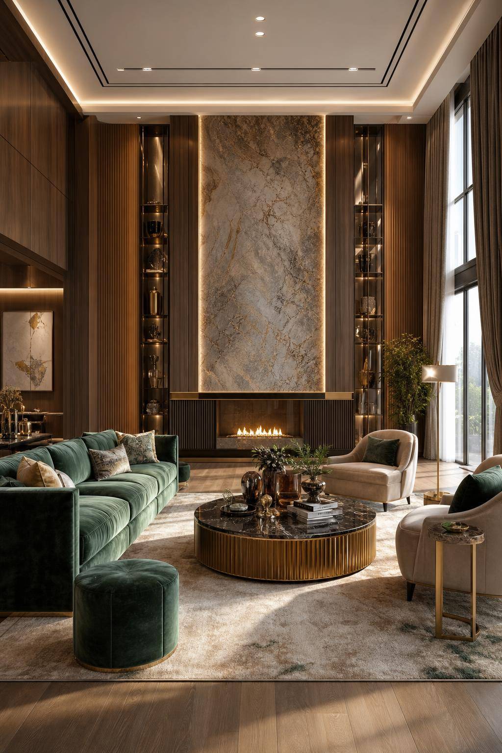 Designer-Wohnzimmer einrichten- Experimentiere mit luxuriösen Materialien und Texturen