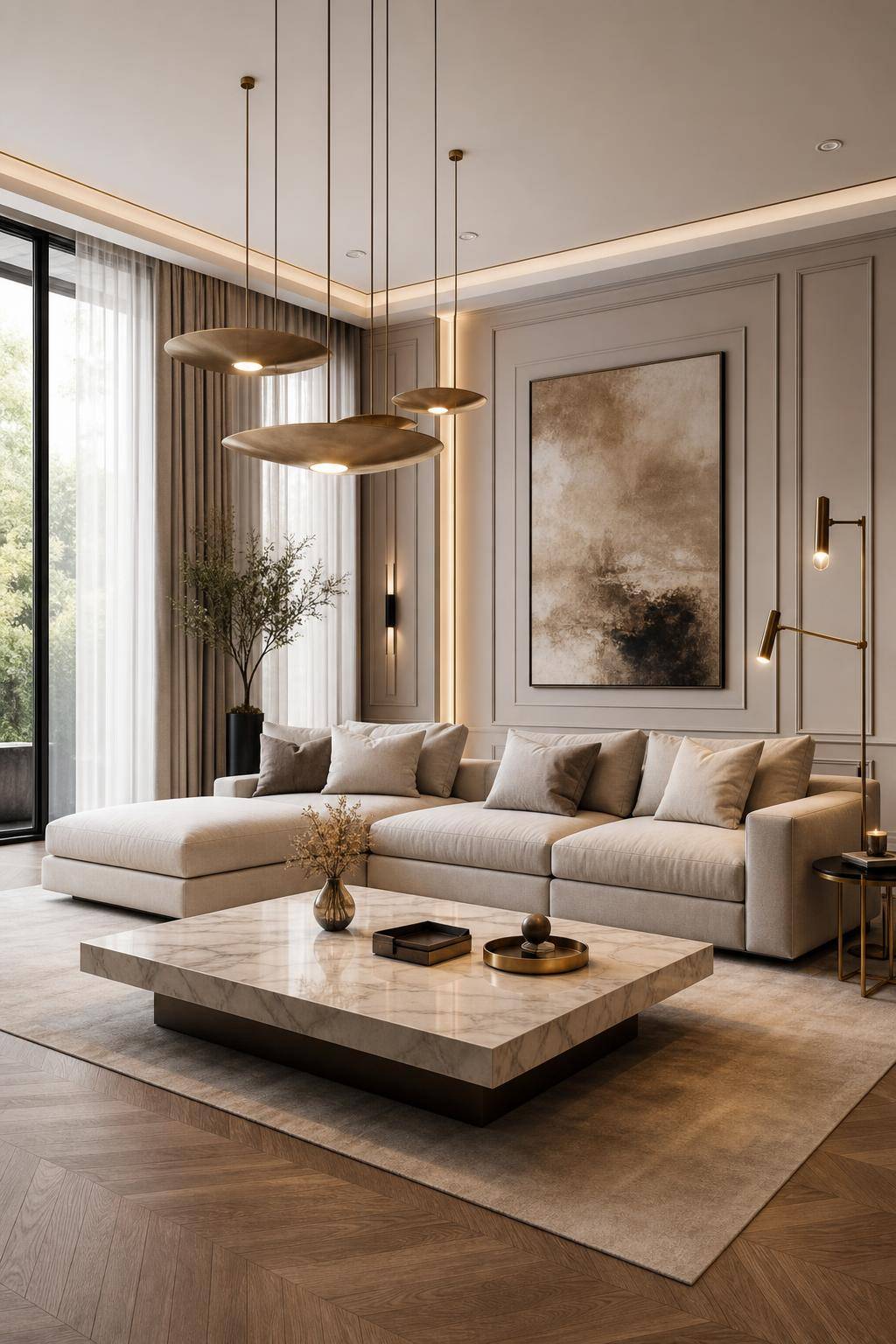 Designer-Wohnzimmer einrichten- Integriere hochwertige Designerlampen als Statement