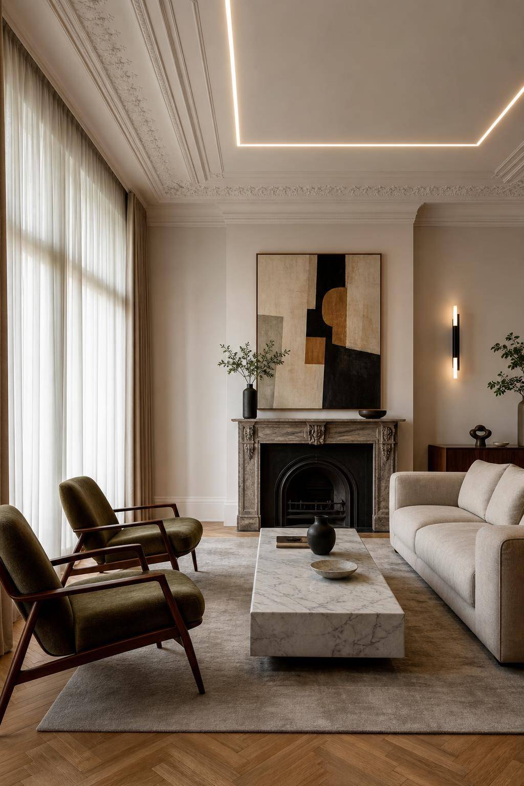 Designer-Wohnzimmer einrichten- Mixe klassische und moderne Designelemente