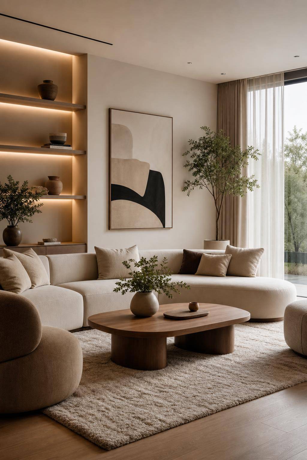 Designer-Wohnzimmer einrichten- Wähle eine harmonische, reduzierte Farbpalette