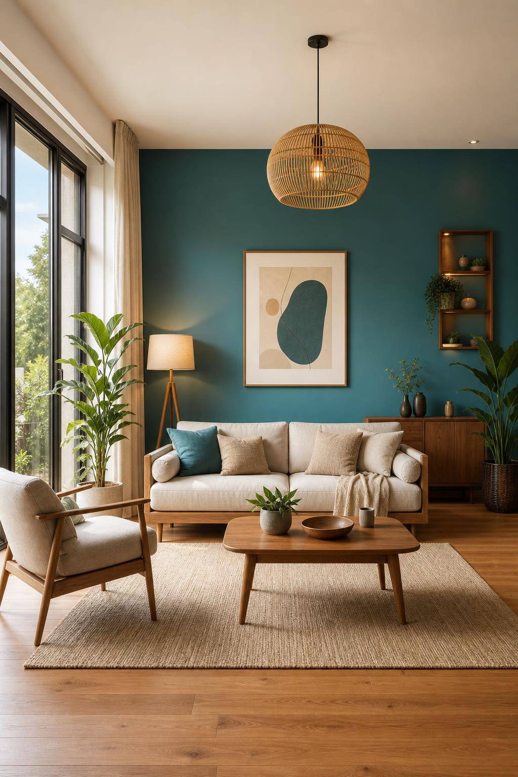 Einrichtung: Welche Farbe passt zu Türkis?- Style Türkis mit Holz für Wärme