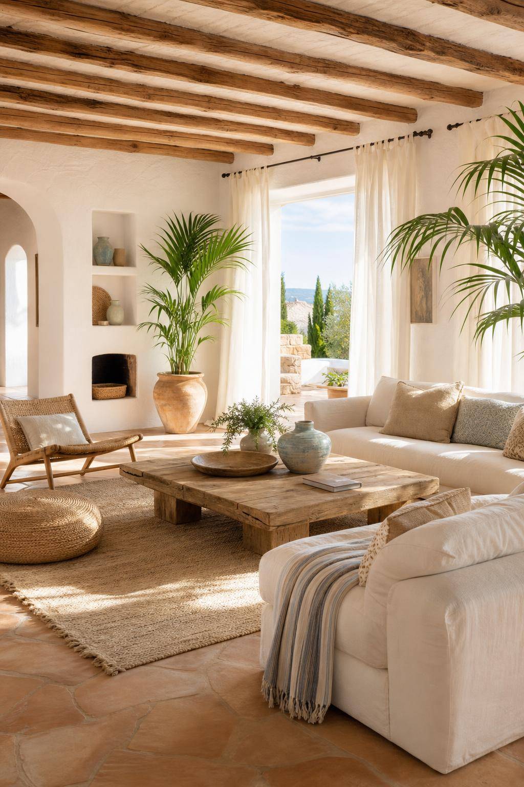Einrichtung im Ibiza-Style- Setze helle Teppiche für luftige Atmosphäre ein