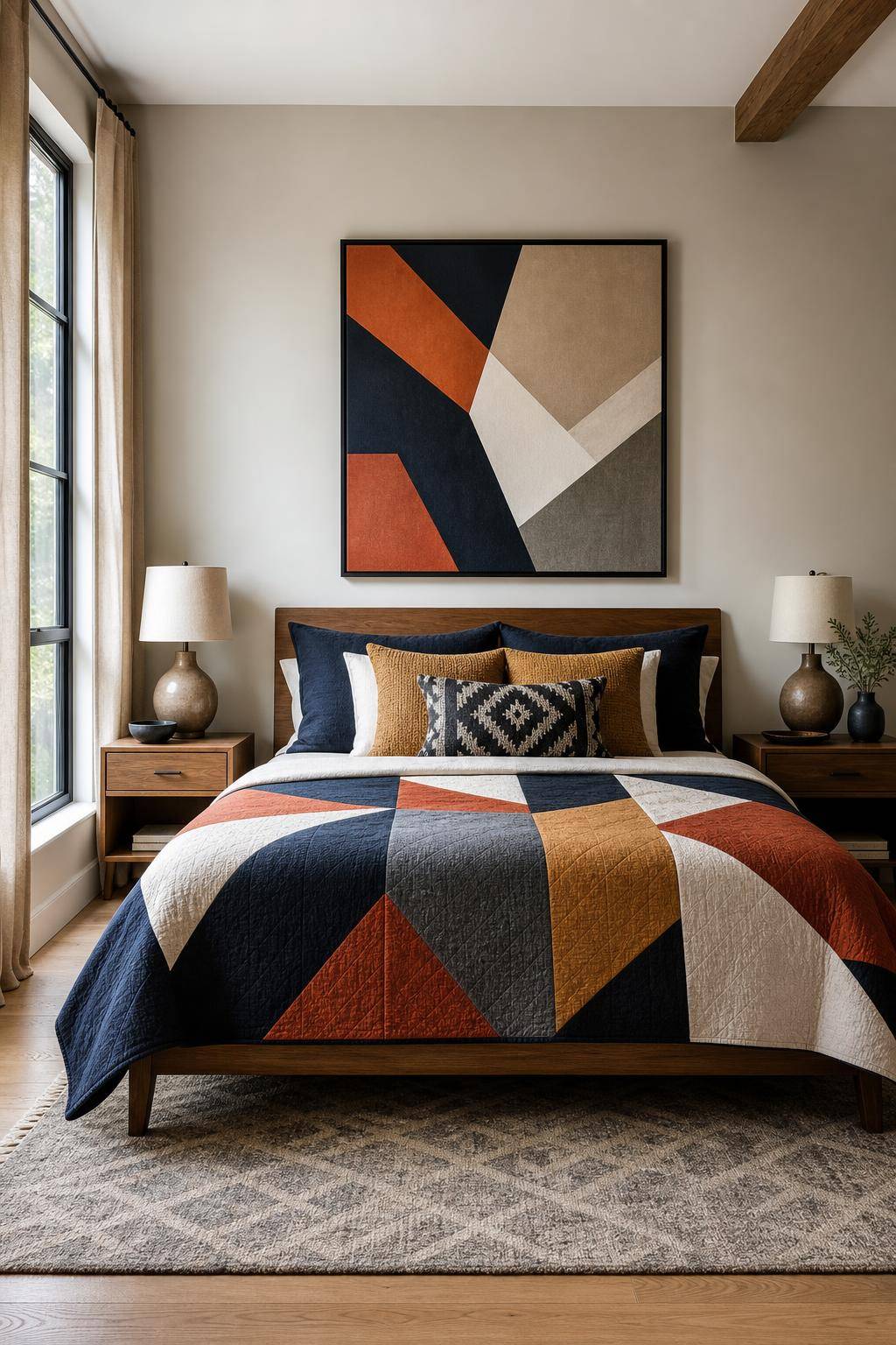 Einrichtung mit geometrischen Mustern- Schmücke dein Bett mit grafisch gemusterten Decken