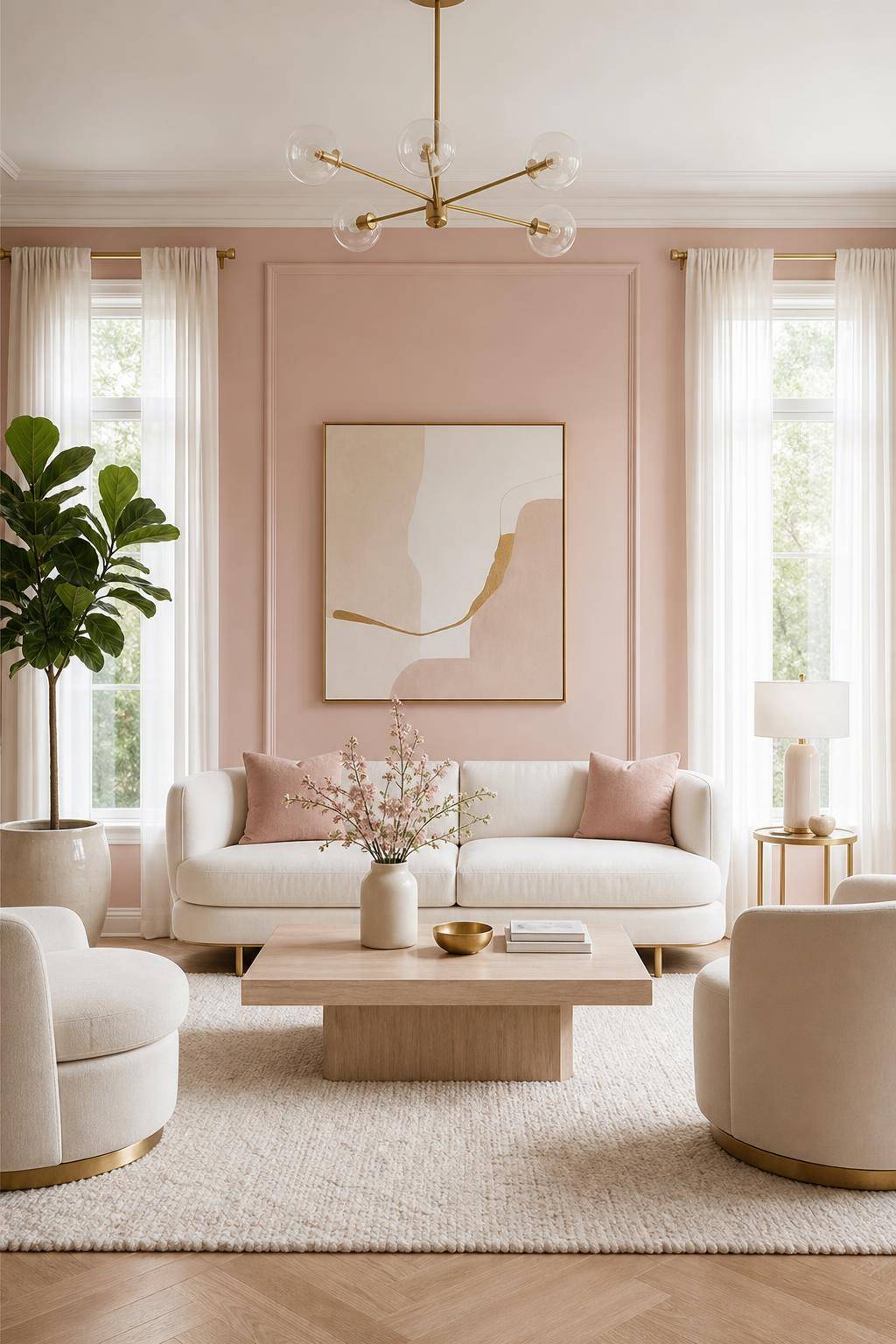 Einrichtungsideen: Welche Farbe passt zu Rosa?- Gestalte mit Cremeweiß für eine zarte Note
